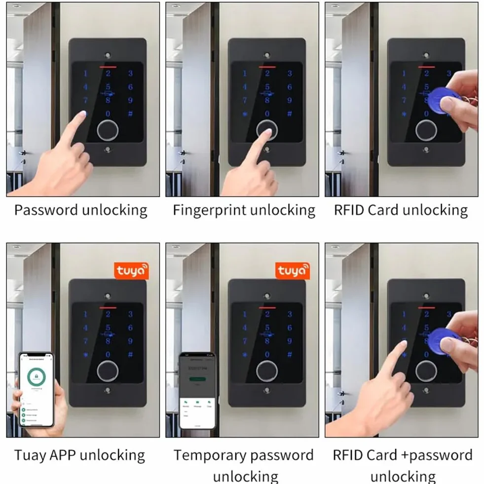 Cerradura de Puerta Inteligente con Teclado RFID, Aplicación WiFi Tuya, Controlador de Acceso, Teclado Metálico Impermeable, Instalación Oculta, Control de Acceso, B