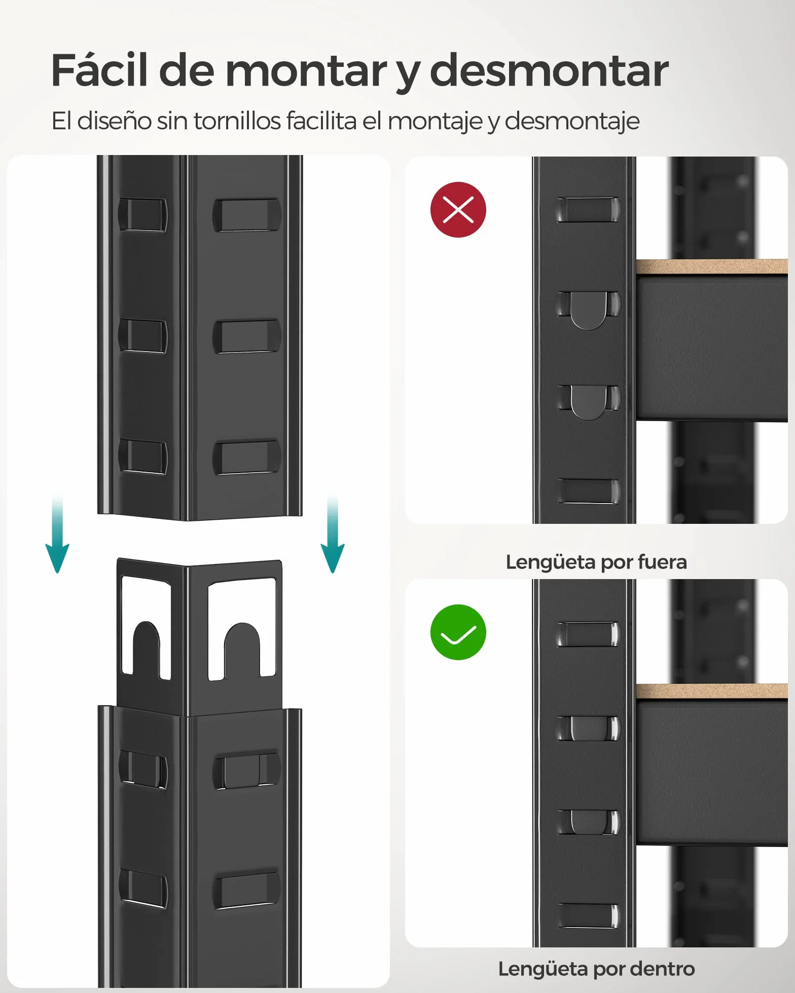 SONGMICS Estantería Pesada de Acero 520 kg 40x80x160 cm Negro 2 Piezas
