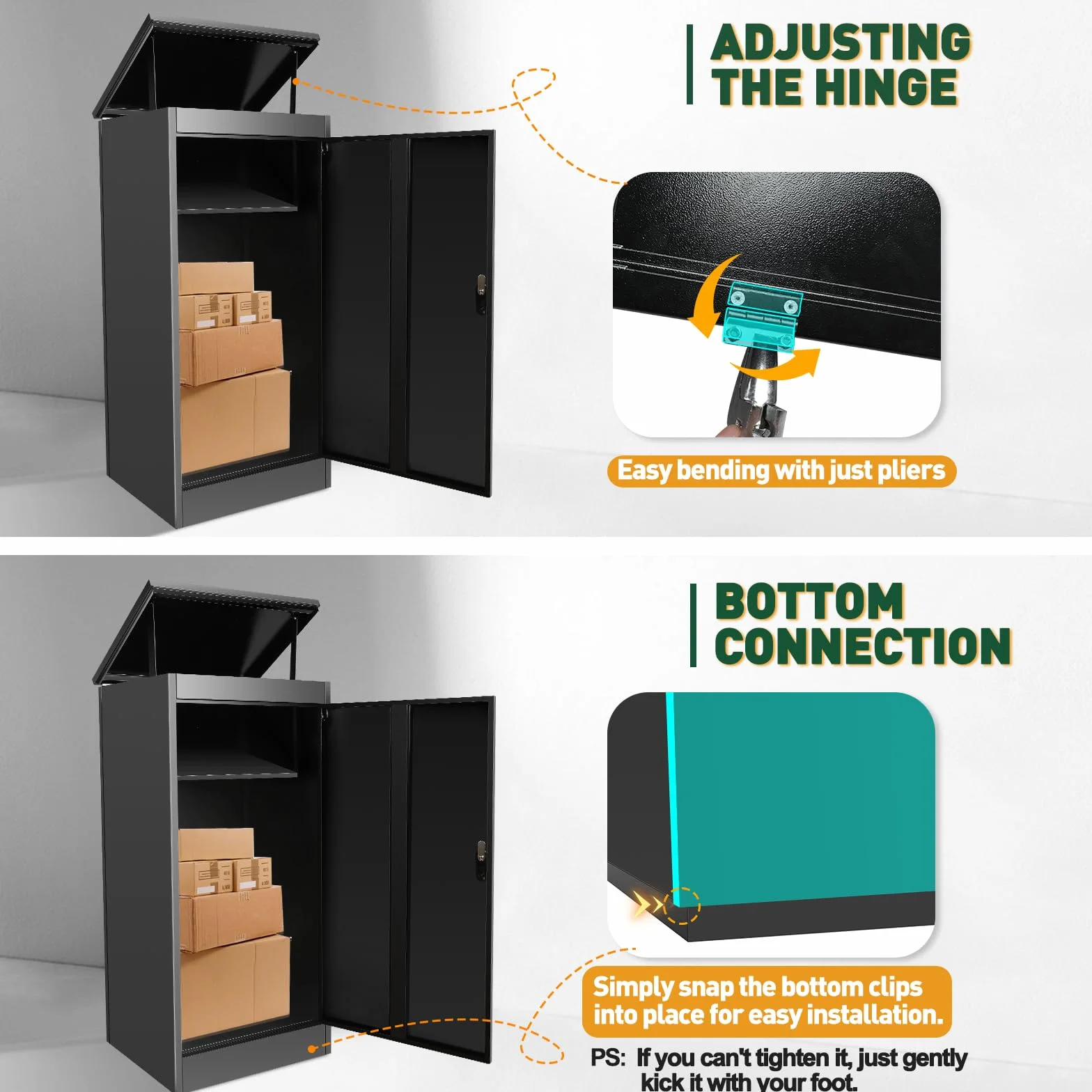 Express Package Delivery Box - Caja para uso exterior, ultraespacio para paquetes con llave, gres, resistente al agua y anticipación de robos (120 cm/50 pulgadas)