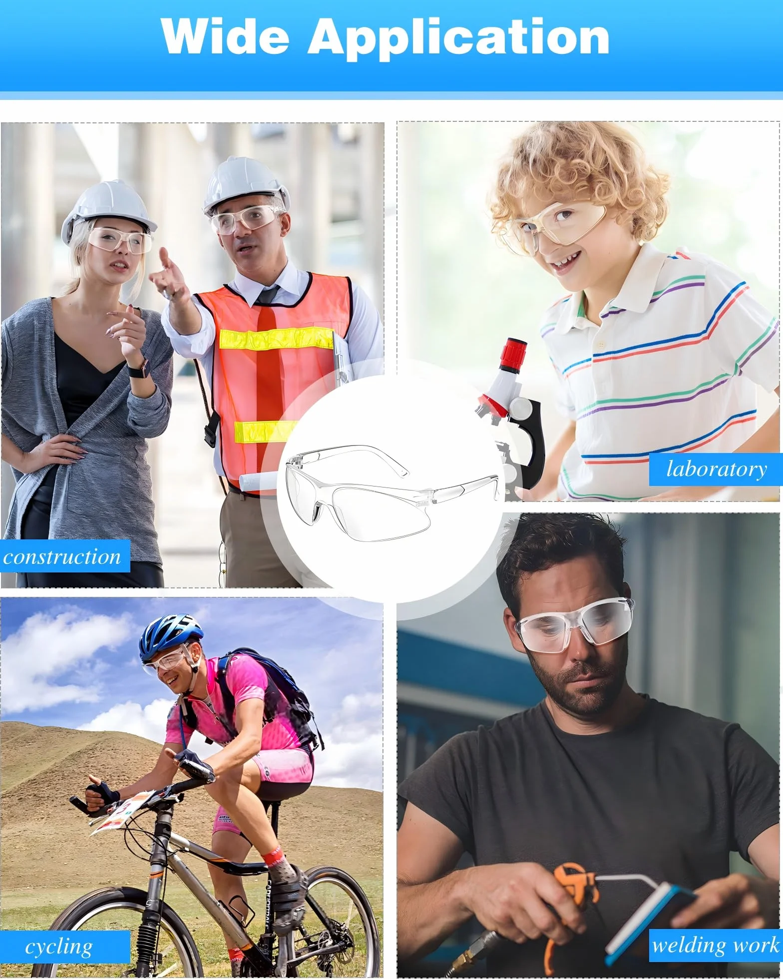 Xuhal 100 pares de gafas protectoras de seguridad, ANSI Z87.1, transparentes, de policarbonato, resistentes a los arañazos, envolventes, antivaho, para mujeres y hombres, ligeras, protección UV