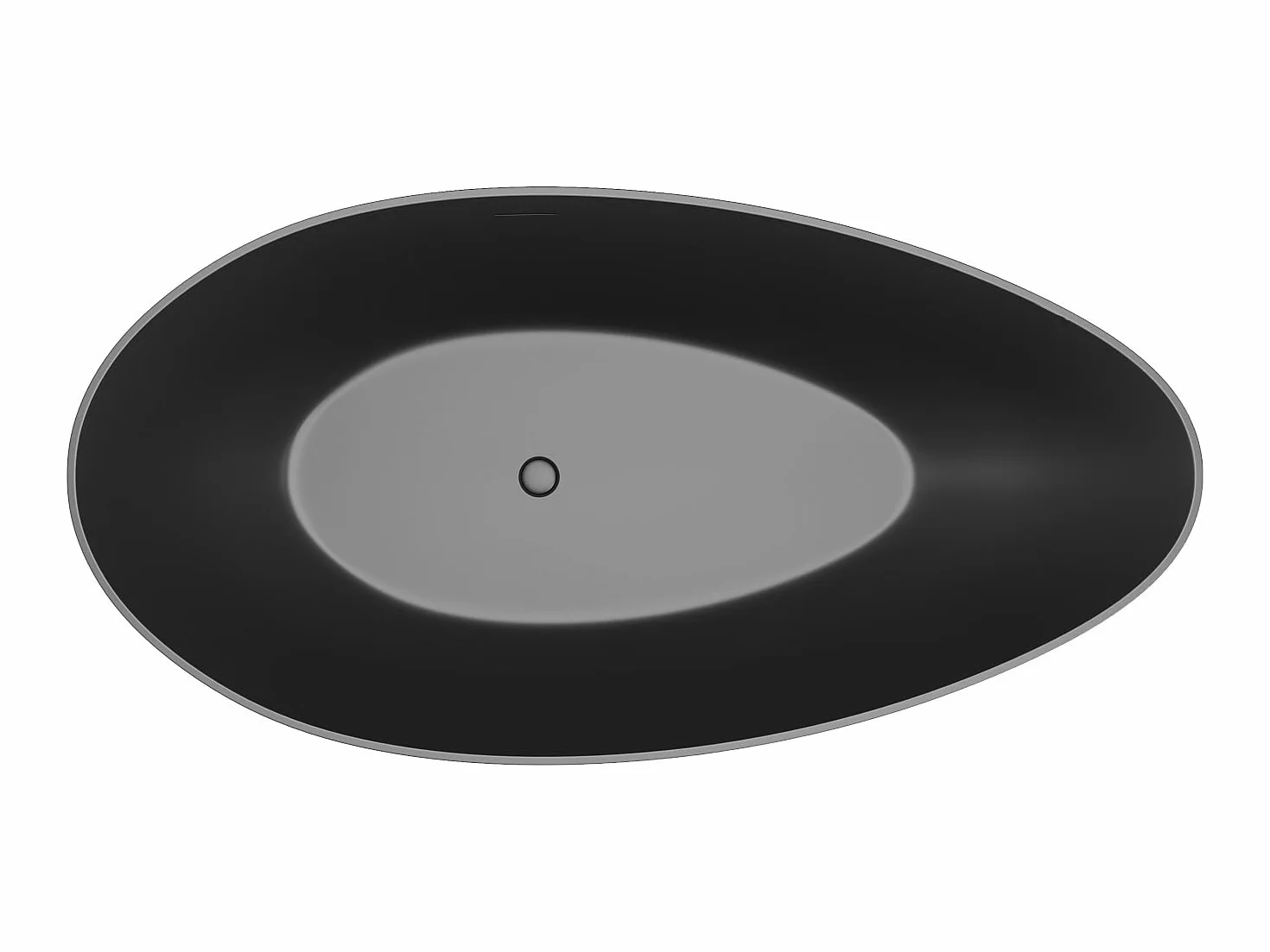 Vente-unique -BaÒera independiente asimÈtrica 245 litros 160 x 82 x 58 cm Negro mate AcrÌlico - APULIA