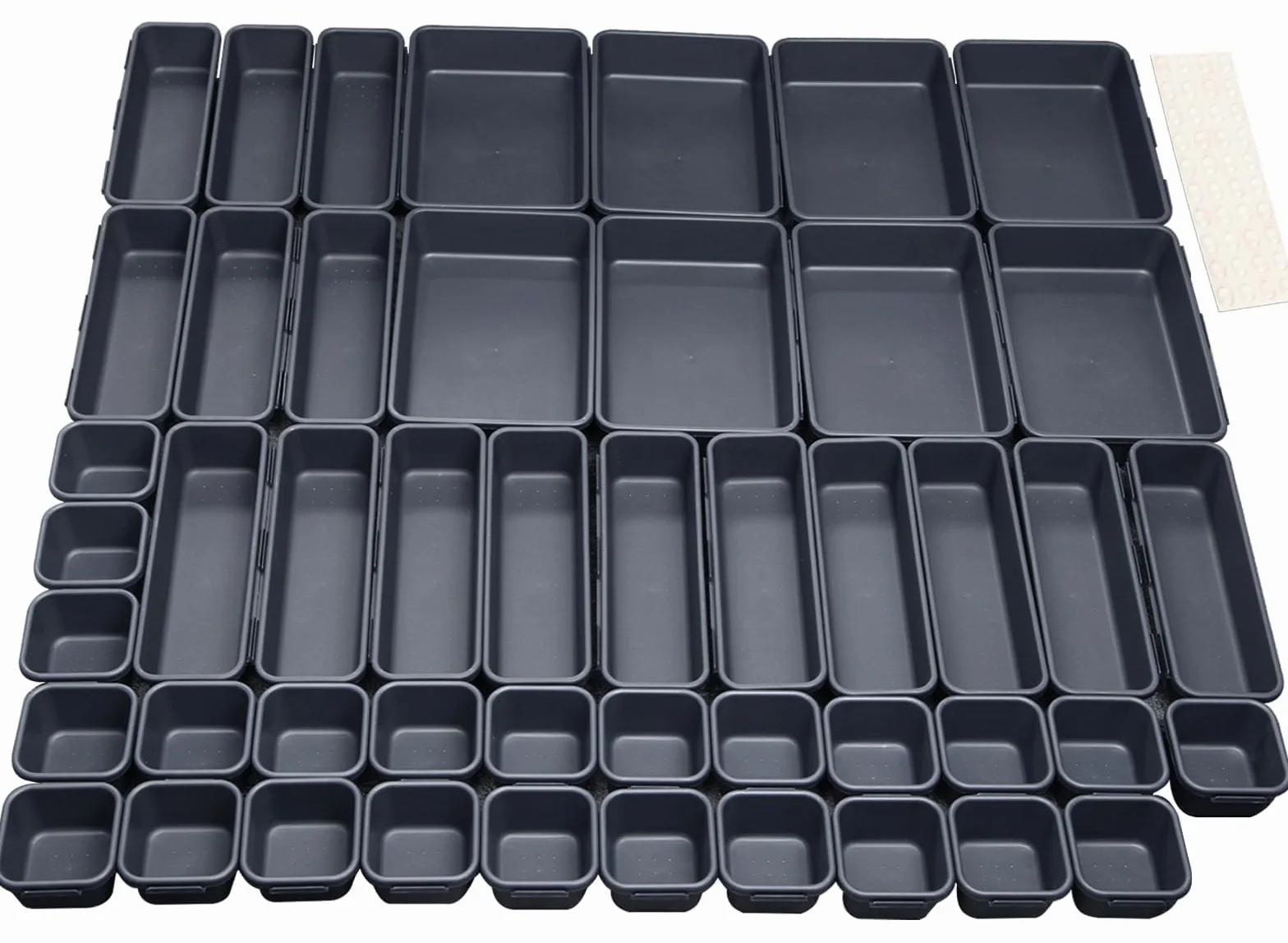 Organizador de Cajones 48 pcs Plástico Separadores para Cocina Baño Maquillaje Escritorio Negro