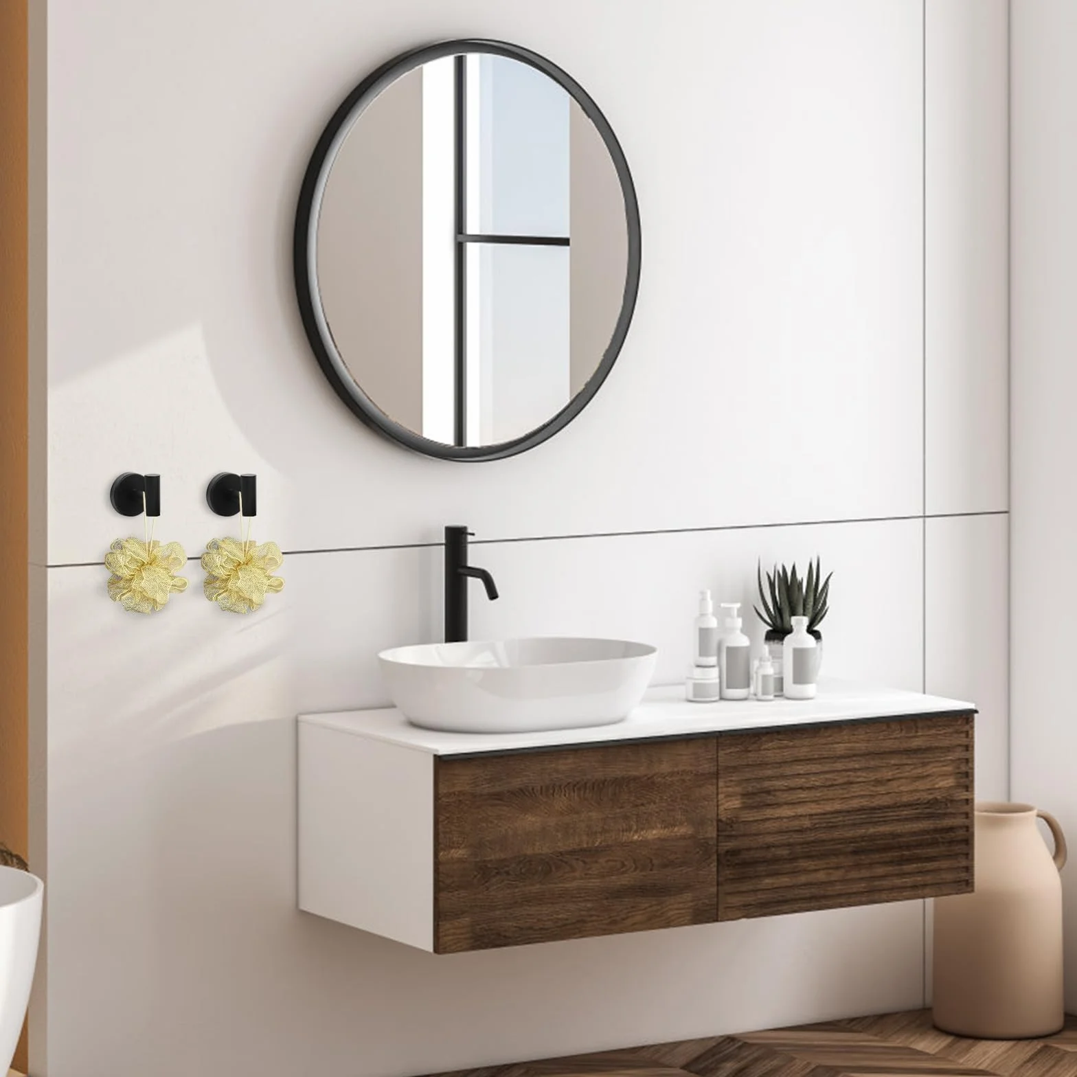 4 Piezas Ganchos para Abrigos Montados en Pared, Ganchos para Toalla, Gancho de Acero Inoxidable con Tornillos, Colgador Toalla Baño, Colgar Pared Gancho Negro Mate, para Baño Ducha Cocina