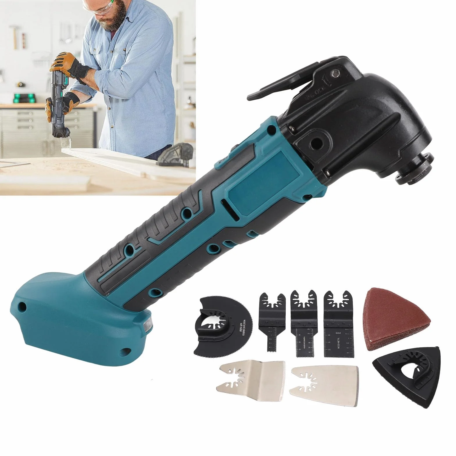 Generic Kit de Herramientas Múltiples Oscilantes Sierra Oscilante Inalámbrica de 6000 20000 Rpm para Batería de Litio Bl1830 Bl1840 Bl1815 Bl1815N de 18 V