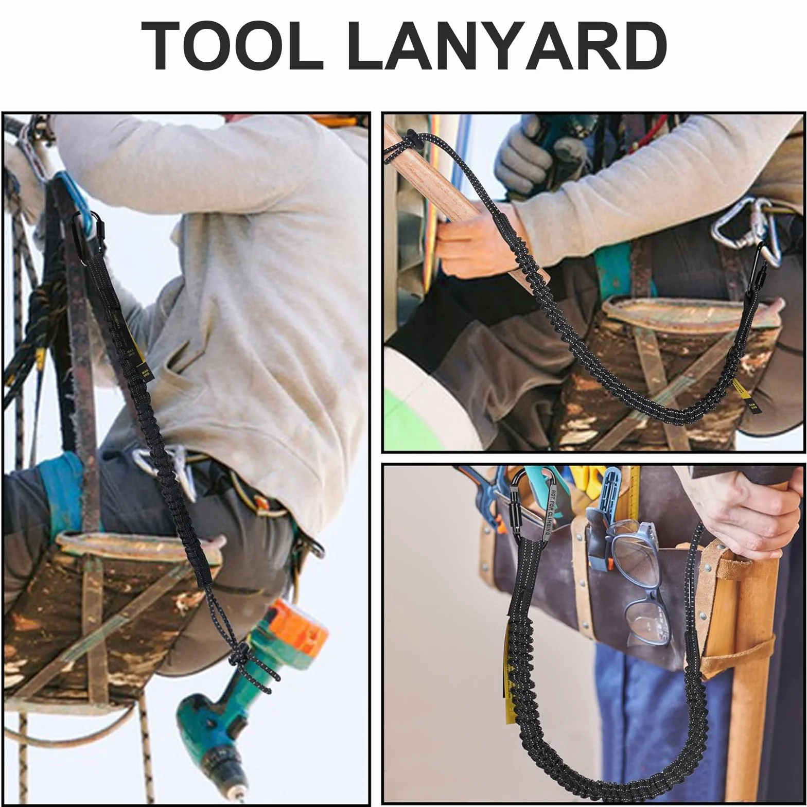 Herramientas de seguridad con mosquetón, cuerda extensible para altura