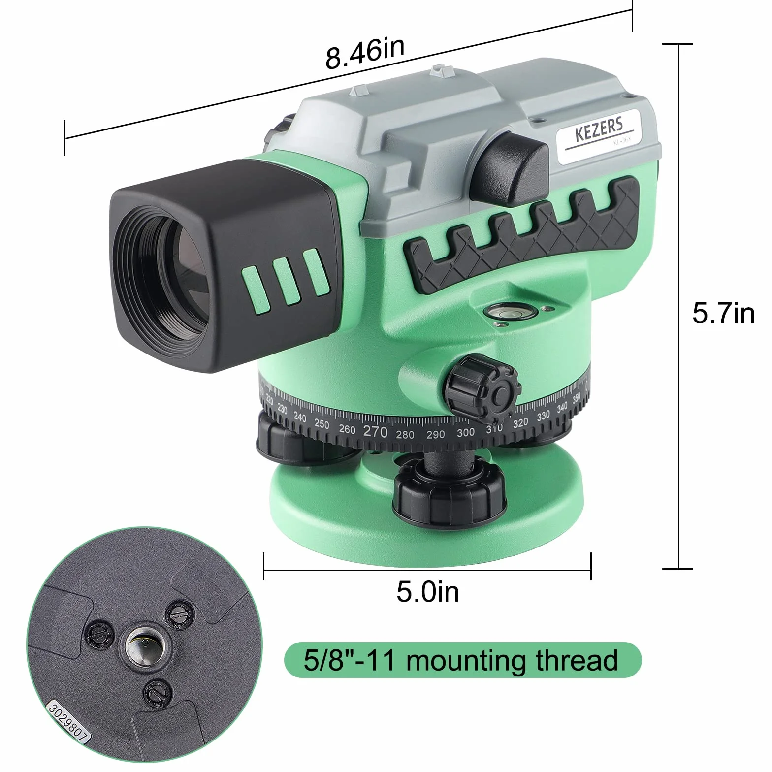 KEZERS Professional Nivel Óptico 36X, nivel de encuesta óptica automática, herramienta de autonivelación para constructores, impermeable, medición de altura/distancia