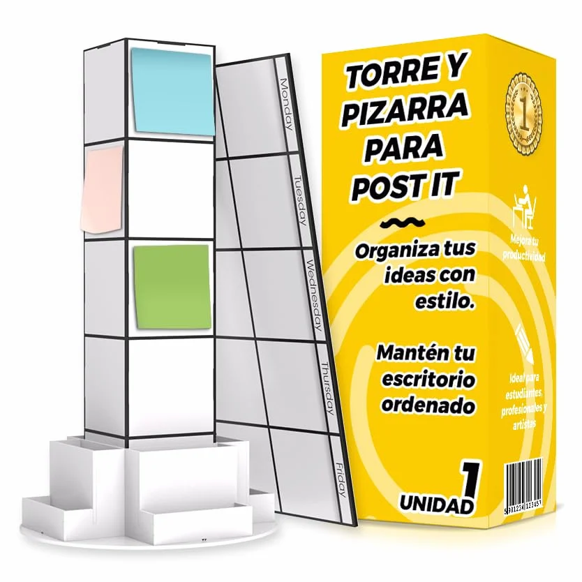 Planificador Semanal con TORRE y PIZARRA - Organizador Semanal, Calendario de Estudio - Ahorra Espacio