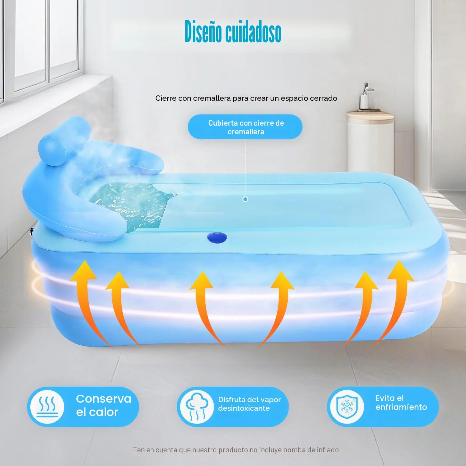 Bañera Inflable, PVC Plegable Adultos Bañera de Ducha Bañera de Ducha Móvil Portátil para Spa Baños de Hielo Camping 160 x 84 x 64 cm