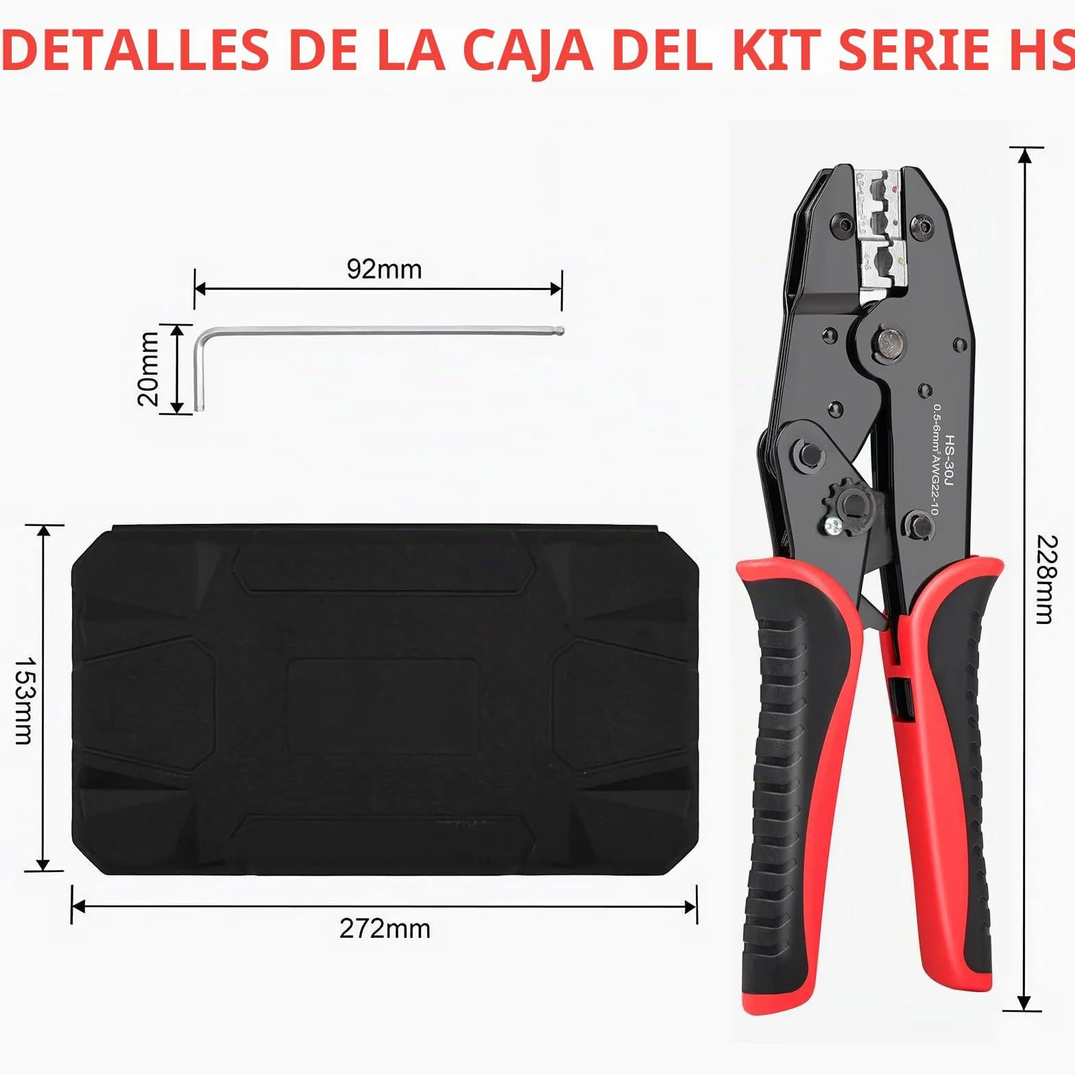 Crimpadora Terminales Eléctricos, 7 en 1 Alicates de Crimpado Profesional (0.5-35mm²), Herramienta Crimpado Solar MC4 para Terminales Aislados y No Negro