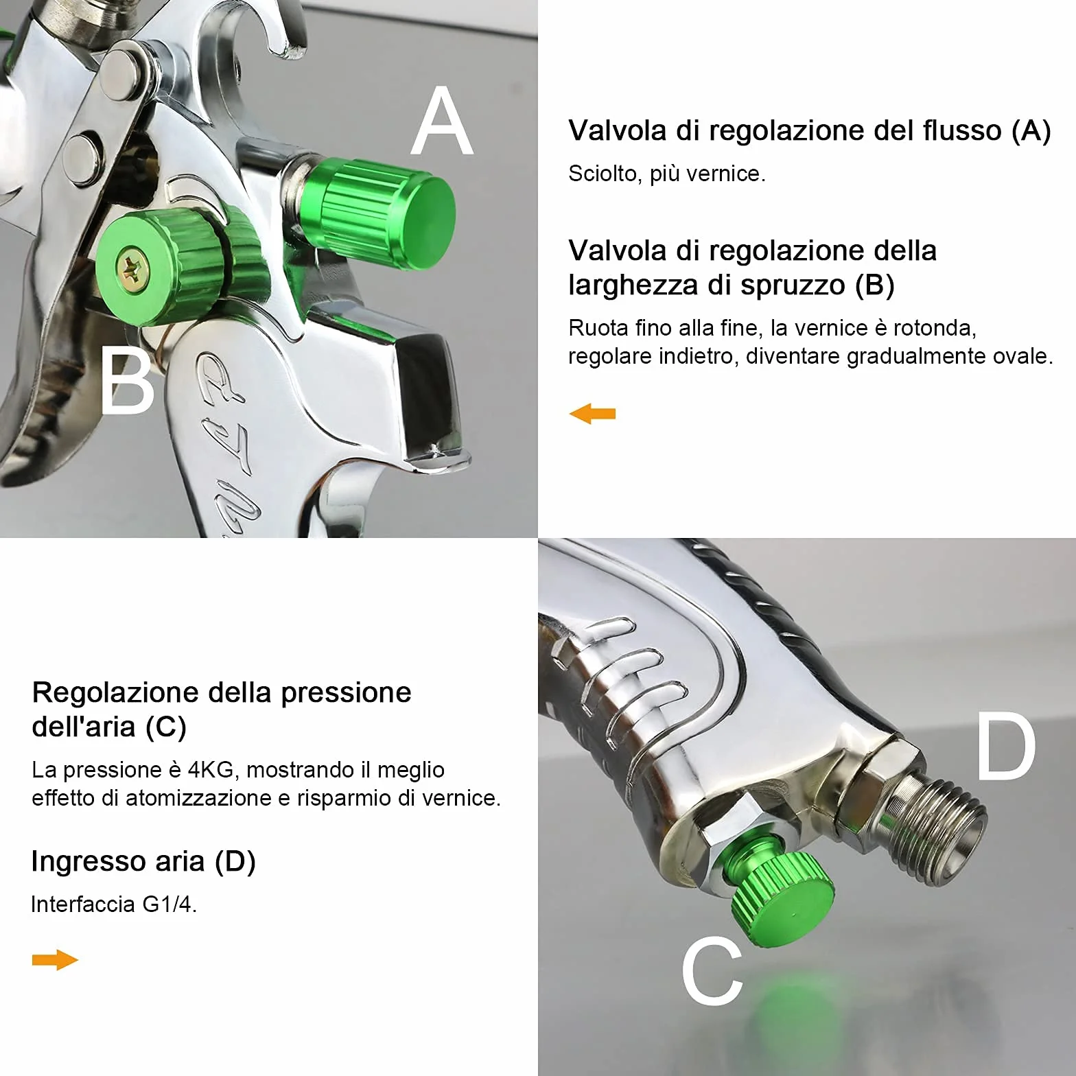 HVLP Pistola de Pintura Profesional Con 3 Boquillas 1,4mm 1,7mm 2,0mm y Taza de 600cc - Para Automóviles, Techos, Paredes, Pisos
