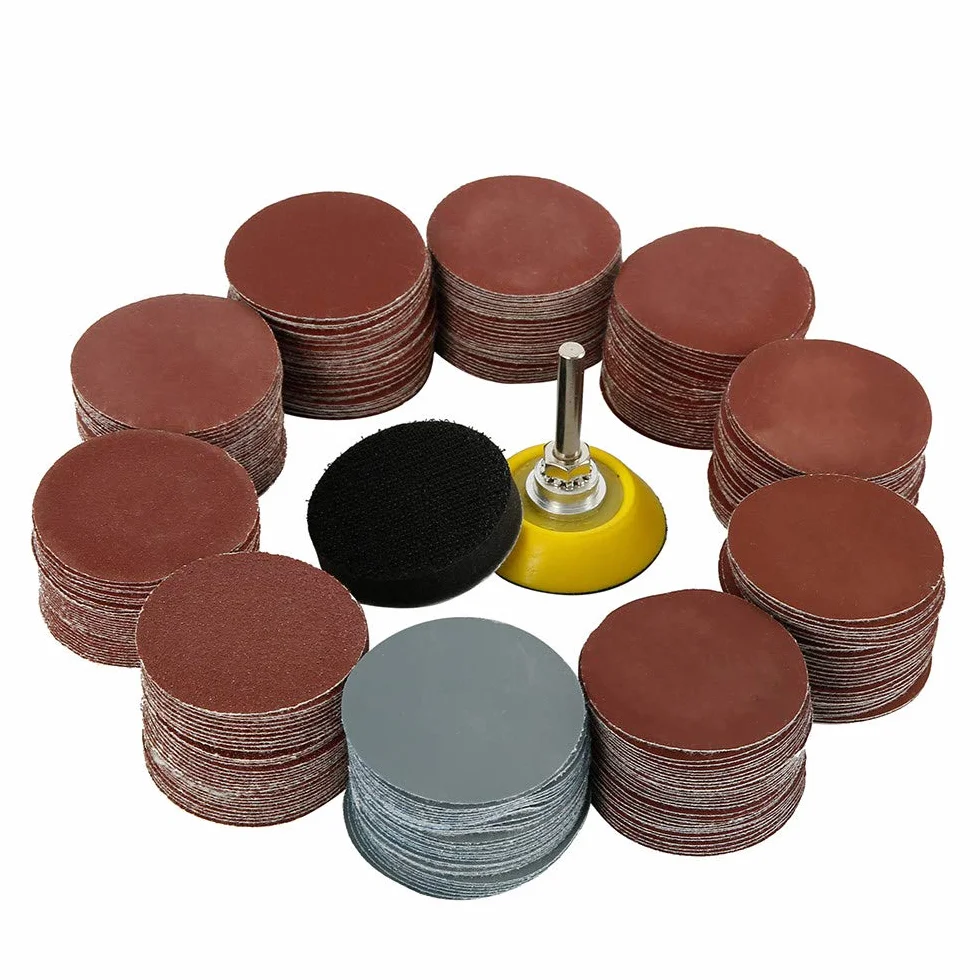 Papel de lija de 2 pulgadas 80/180/240/320/800/3000 Granos Juego de discos de lijado Almohadilla de lijado de bucle de 50 mm con vástago de 3 mm para pulir la herramienta de limpieza, 240PCS 60,3