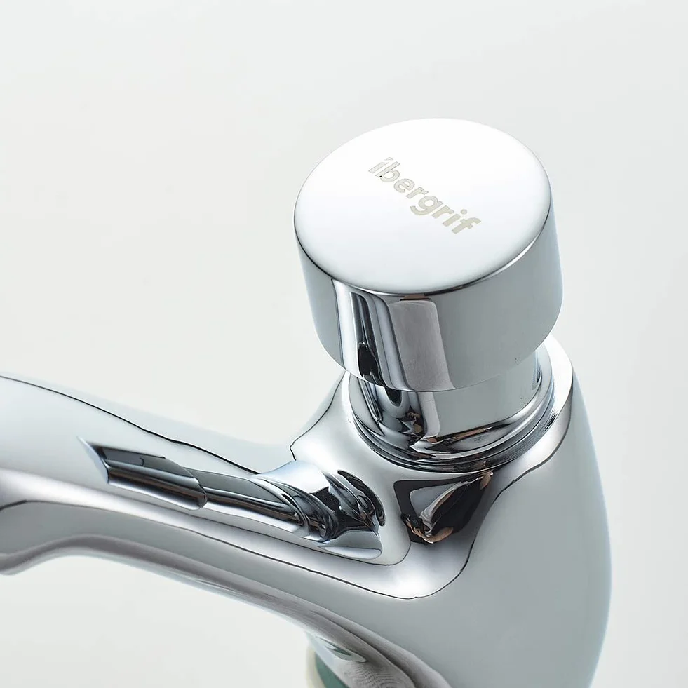 Ibergrif ‎M21901 Grifo de Lavabo Temporizado para Baño de Cocina Pública, Cierre Automático, Ahorro de Agua, Cromo