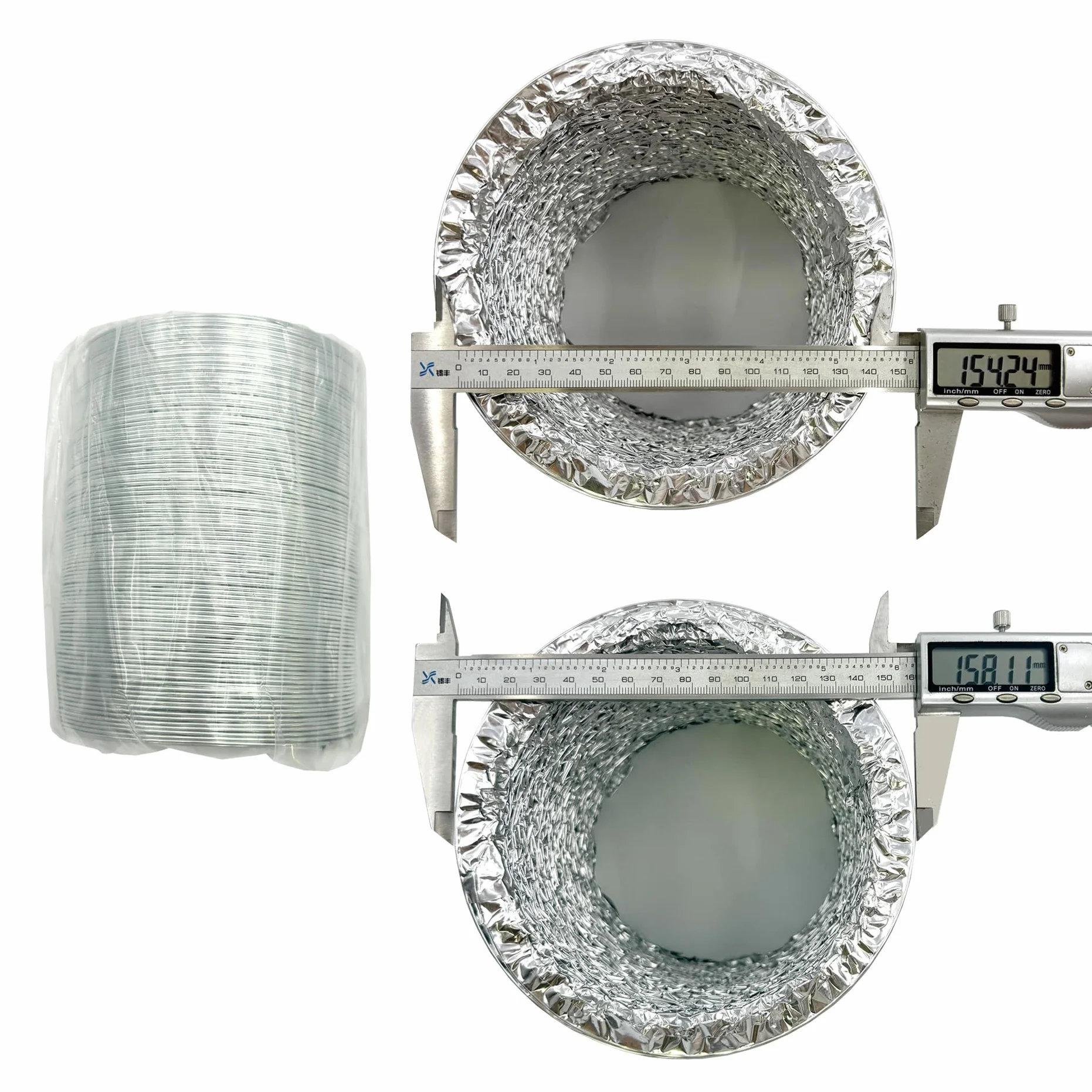 Tubo Flexible de Aluminio Ø153mm, Longitud 2.5m para Conducto de Aire de Ventilación Sistemas con 2 Abrazaderas de Acero