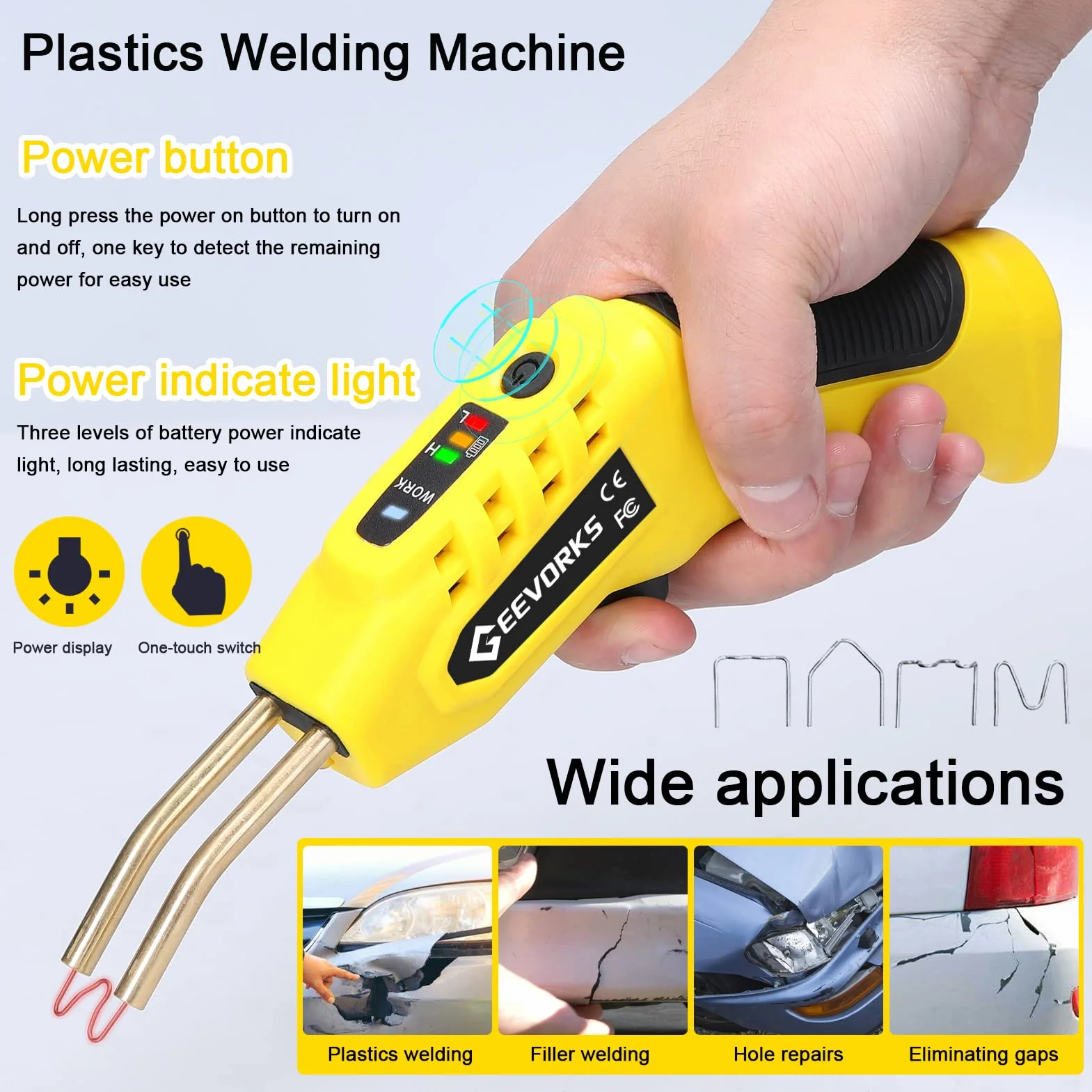 Soldadora Plastico de Batería 30W Grapas Soldadura Plástico Inalámbrico Portátil, Grapadora en Caliente de Corte Térmico, Pistola Soldar Plastico con 4 Cajas de Grapas y Alicate para Coches