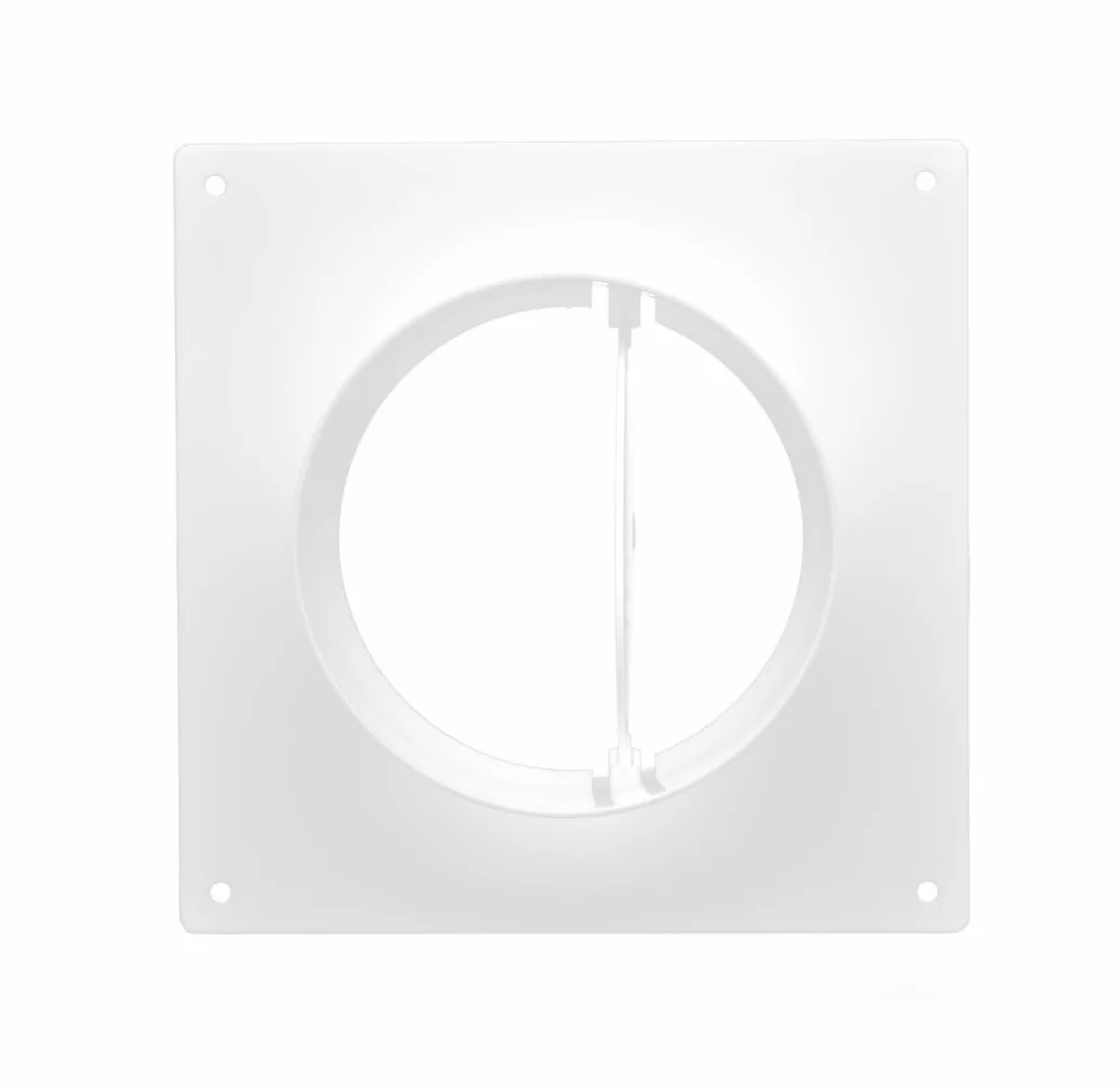 H&C VENT Conector de Brida para Ventilación 150mm con Válvula │ Conectores de Tubo PVC Flexible, Aluminio Manguera Conducto │ Placa de Pared │ Extractor Cocina Tubo Aire Acondicionado Secadora Rejilla