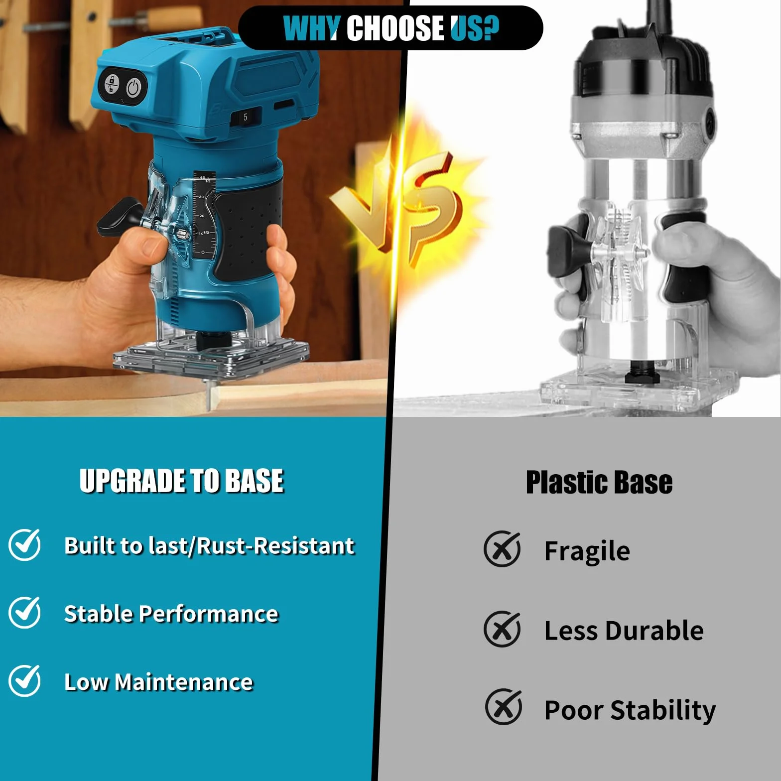 Fresadora con batería compatible con batería Makita de 18 V, 800 W sin escobillas, juego de fresa de cantos sin escobillas con 5 velocidades, pinza de sujeción de 6,35 mm, 30000 rpm, fresa de madera