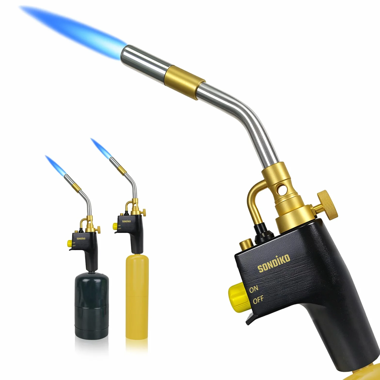 Sondiko Antorcha de propano, GJ-8000 de alta intensidad, cabezal de antorcha de gas, arranque de gatillo, soplete de soplete resistente para soldadura, cocina, barbacoa (cilindros de gas no incluidos)