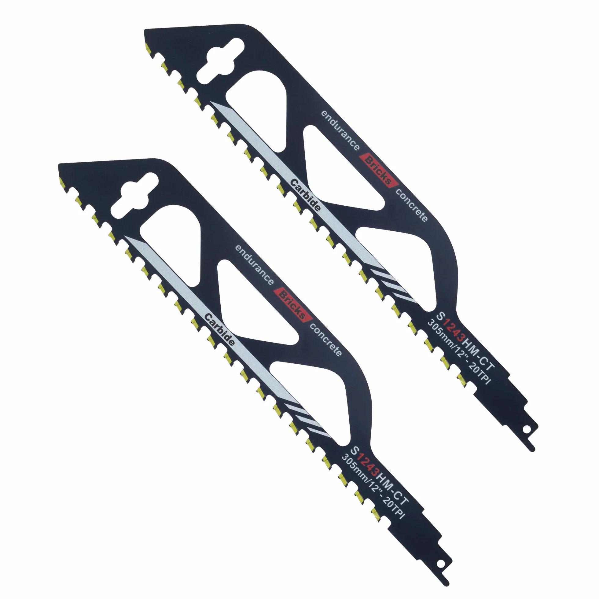 2PC Hojas De Sierra Sable, Sierra Sable para piedra, Sierra De Sable carburo de tungsteno, Accesorios Sierra Sable 305 mm, Hoja de sierra adecuado para concreto celular, madera y metal (S1243HM)