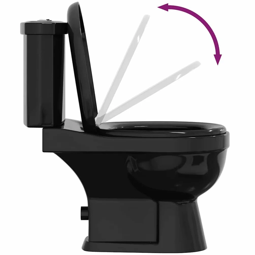 vidaXL Inodoro de Suelo con Cisterna 1 Pieza Cerámico Negro Váter WC Retrete