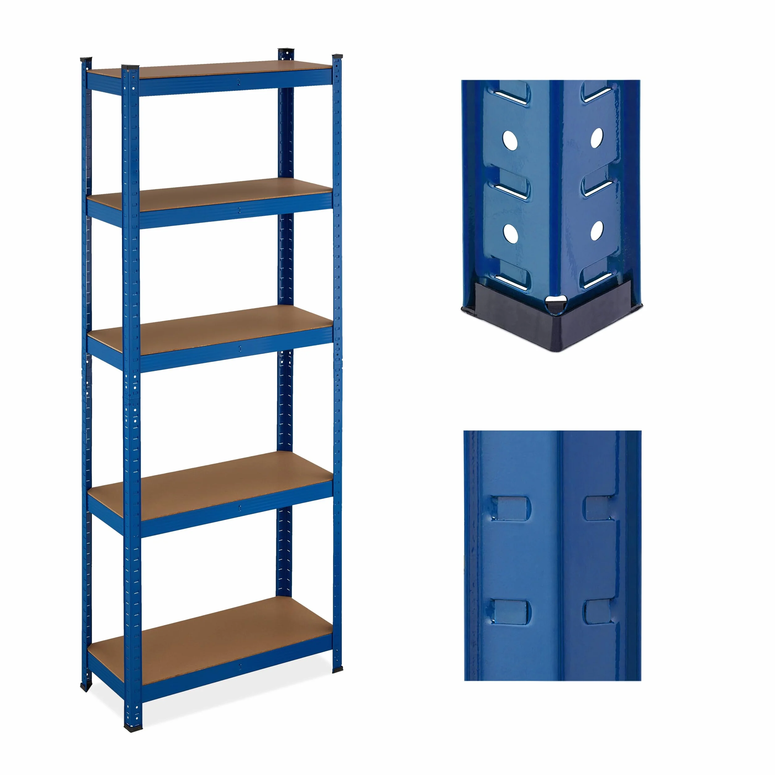 Relaxdays Estantería Metálica Cargas Pesadas, 180x70x30 cm, hasta 500 kg, 5 Baldas, para Sótano o Trastero, Acero, Azul