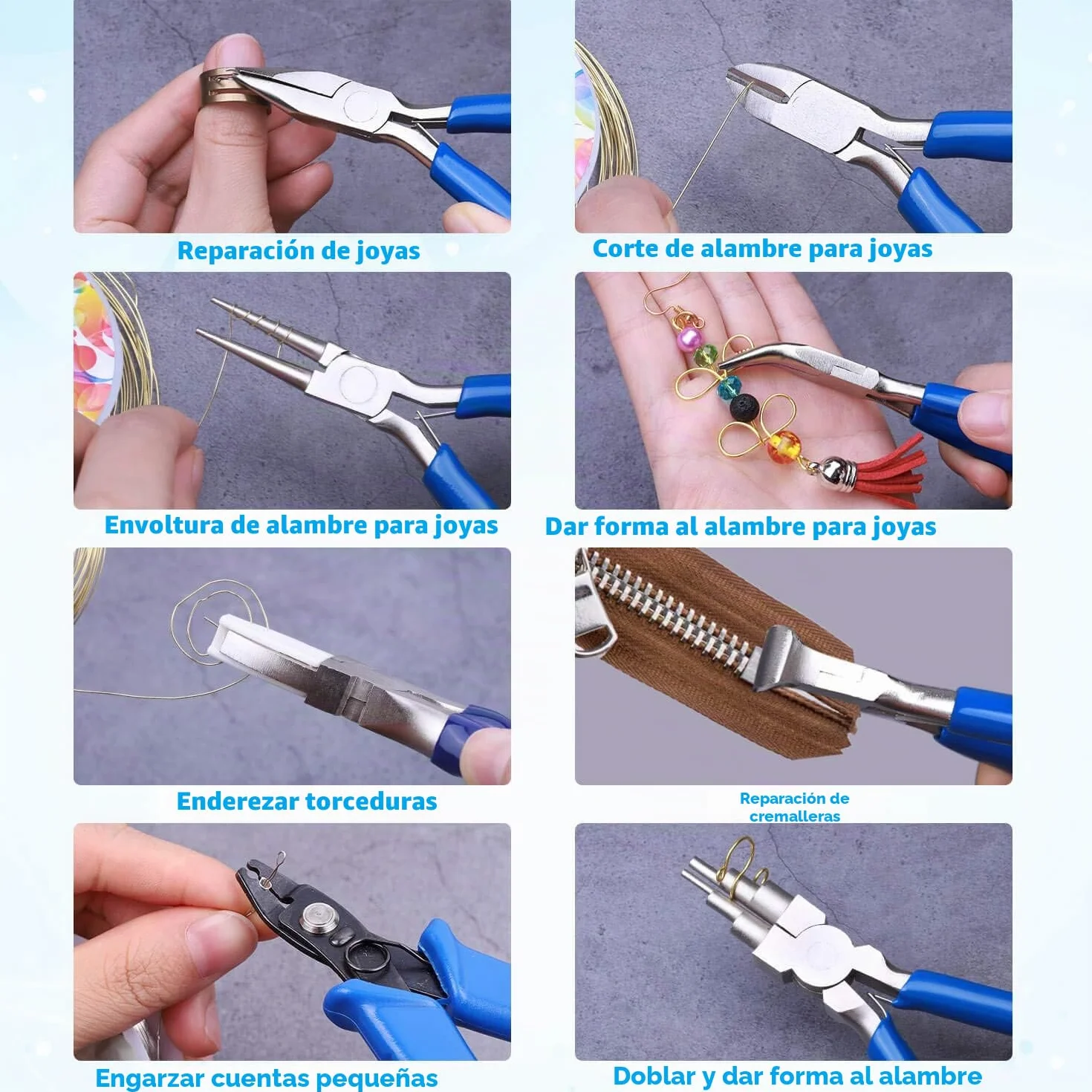 Shynek herramientas de alicates para fabricación de joyas, juego de 8 piezas de micro alicates de joyería para suministros de fabricación de joyas
