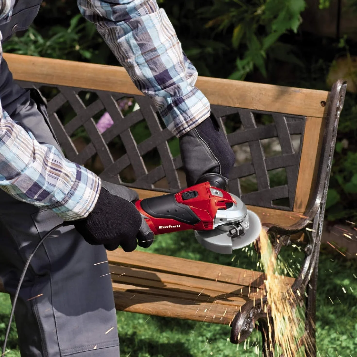 Einhell Amoladora angular TC-AG 115 (500 W, 12000 min.-1 velocidad, disco-Ø de 115mm, protector de disco, bloqueo de husillo, cabezal de engranaje de aluminio plano)