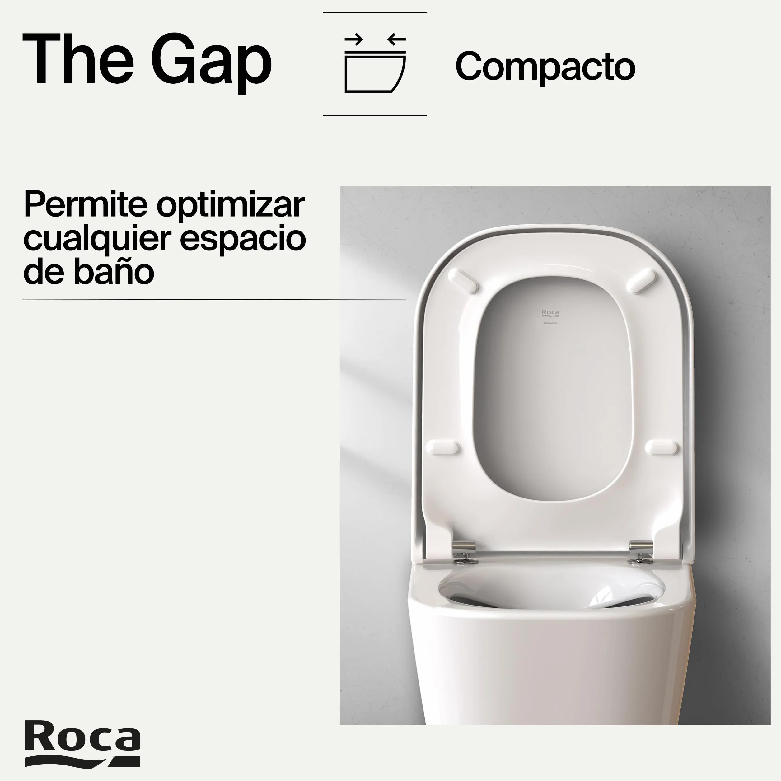 Roca The Gap - Tapa y asiento de Supralit para inodoro compacto, tapadera de WC original con caída amortiguada, recambio de tapa de váter resistente, blanco, A80173200B