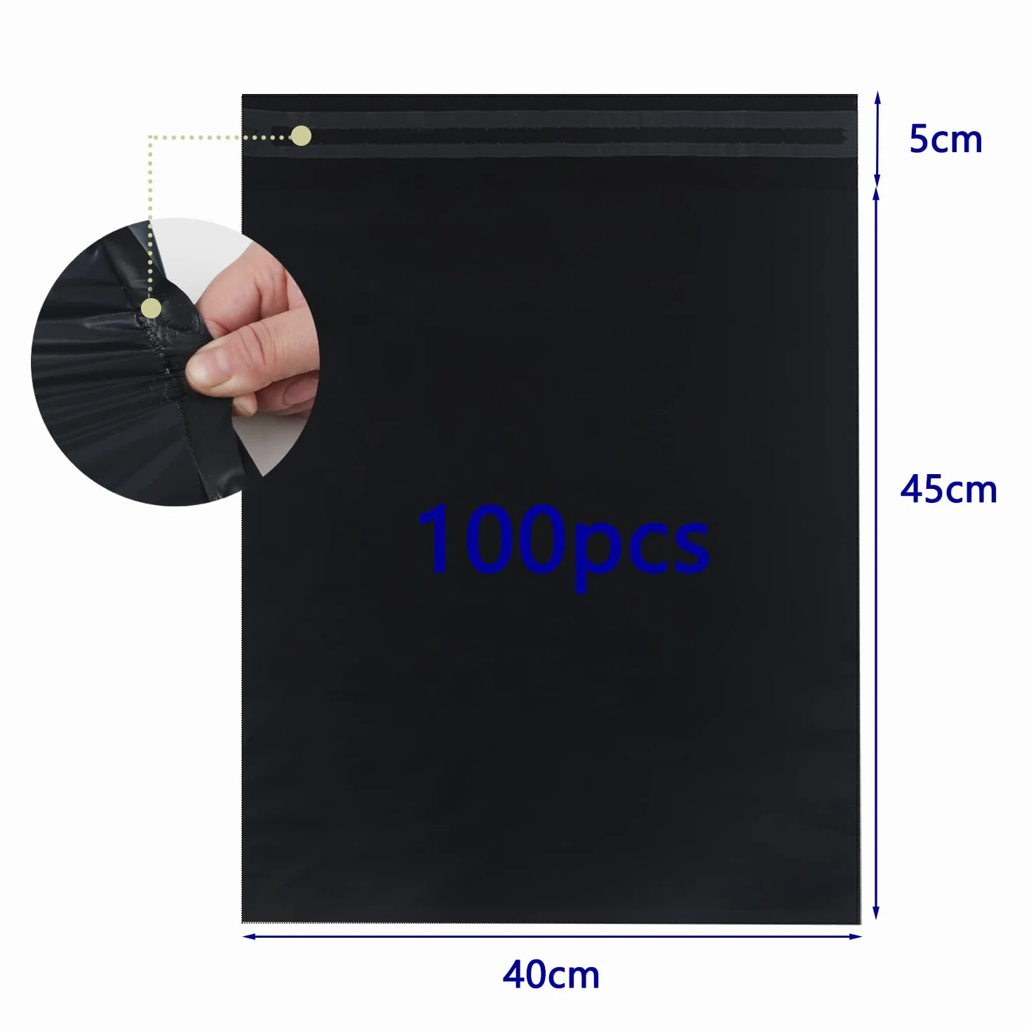 Lote de 100 Bolsas para Envíos de Plástico 40x50cm Paquetes para Enviosde Negro Polietilen Bolsas Envios Paquetes Ropa Impermeable Opacas Autoadhesivo Sobres para Envios para Correo Bolsas