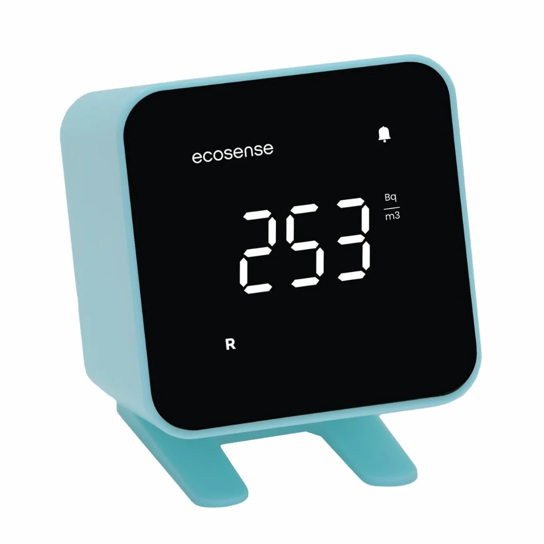 Ecosense EB100 EcoBlu, Detector de radón doméstico, captura y visualización de resultados cada 10 minutos, monitoreo continuo a corto y largo plazo, fácil de usar