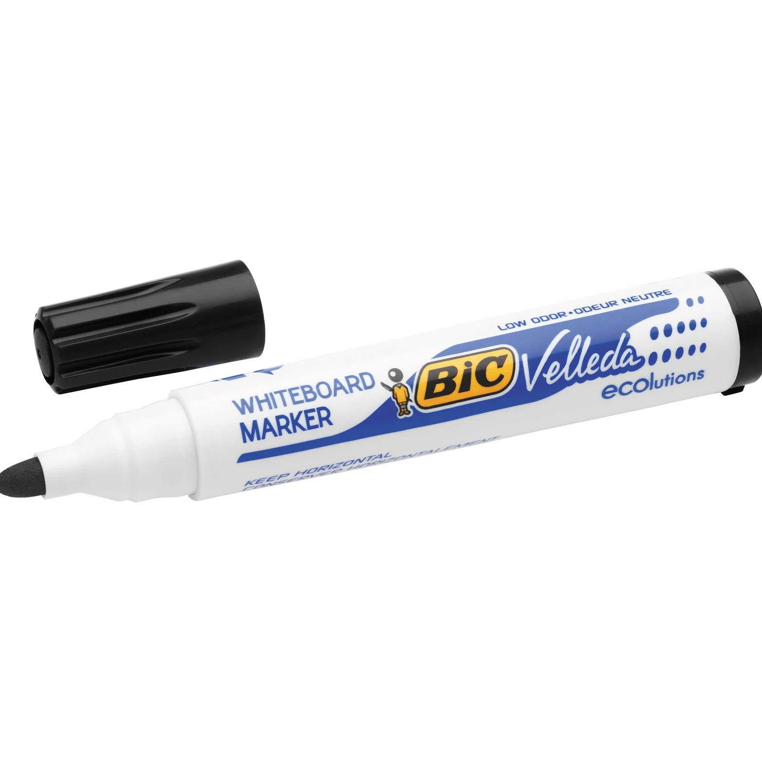 BIC Velleda Marking Rotuladores para pizarra blanca, 1701 ecolutions, Negro, Punta Media, Caja de 12