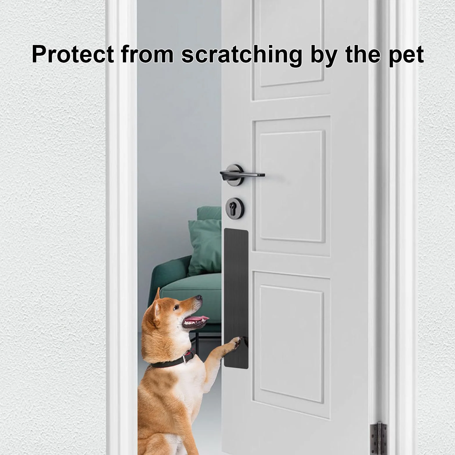 2 Placas Protectoras De Arañazos Perro Acero Inoxidable, Placa Autoadhesiva Pulgadas Para Puertas, Protección Antiarañazos Interior Y Exterior, Empuje Negra Cepillada, 4 X 16