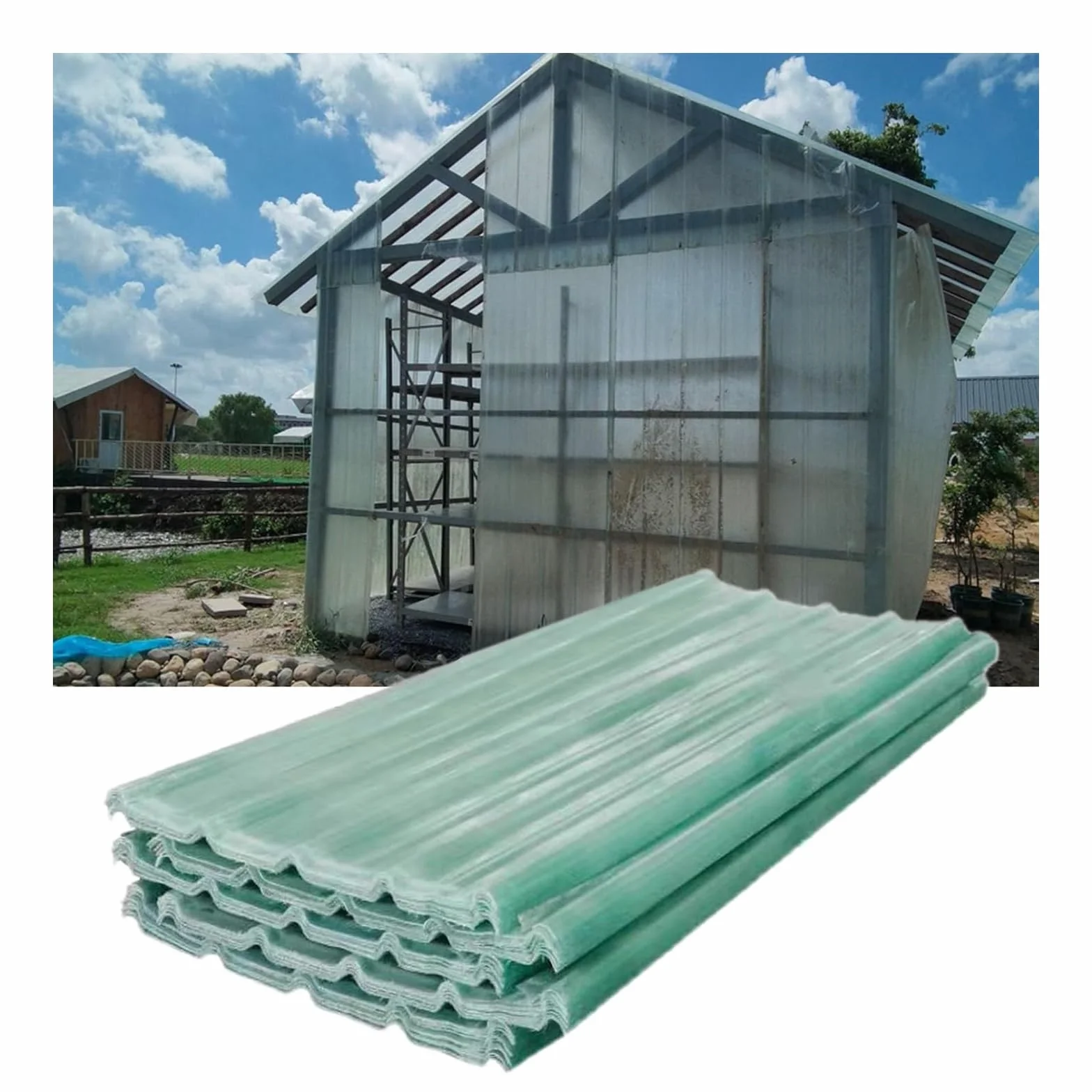 QWEASDF Paneles for Tejado de Alta Resistencia, Placa Ondulada Anti-UV, Chapas Perfiladas Techo Impermeable, FRP, Techo Cobertizo for Exteriores, Chapa Tejado(3pcs,0.9 * 0.6m/35 * 24in)