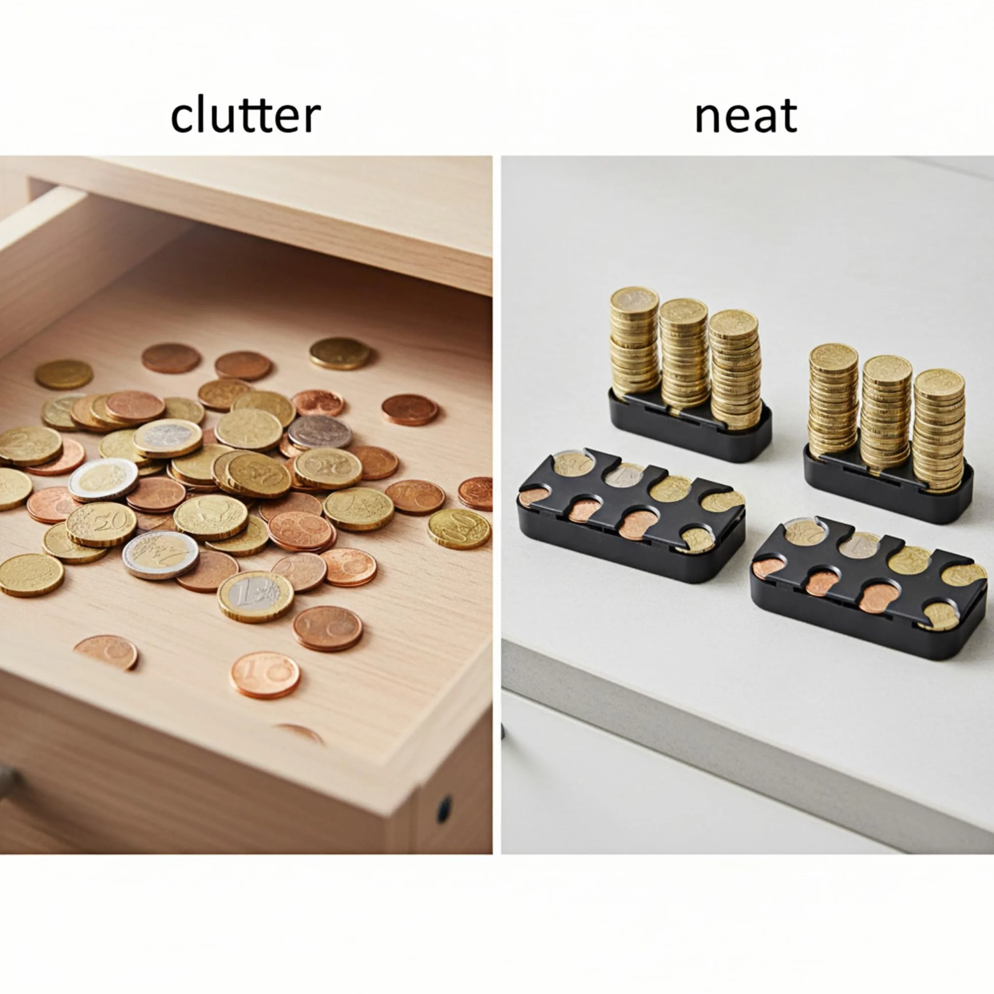 MOLIMOLI Clasificador Monedas Coche Portamonedas 8 Compartimentos Euro Almacenamiento Plástico