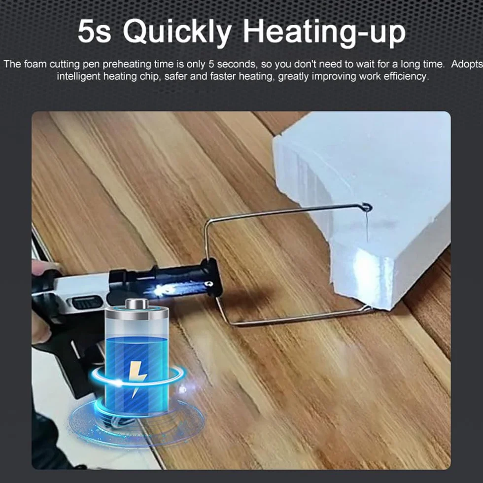 Geevorks Cortador de Espuma de Poliestireno Electrico,Pluma de Corte de Espuma,Cortador de Alambre Caliente,550 ℃ con Luz Led Delantera, 2,0 Ah, 5 Segundos Calentamiento Rápido