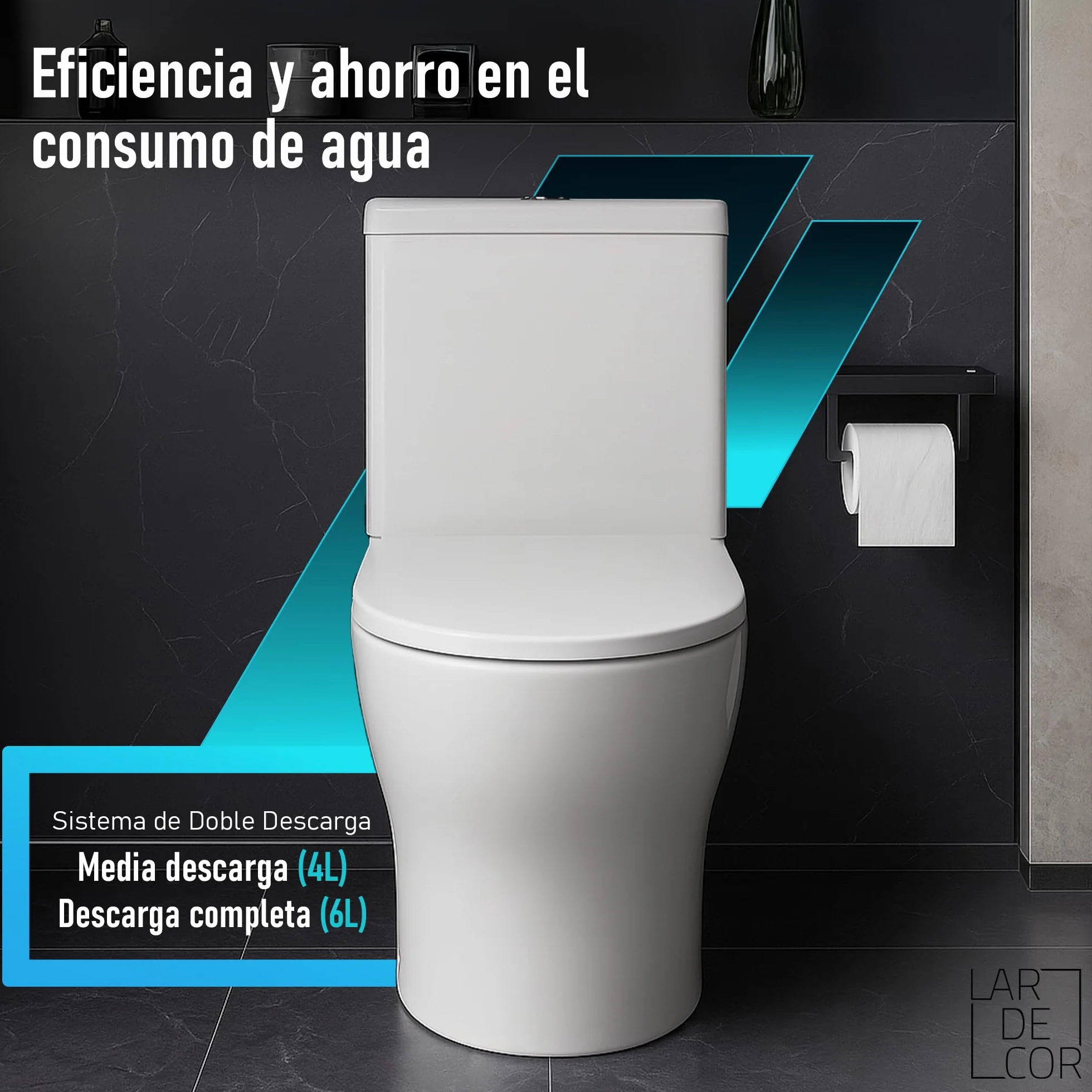 WC Inodoro Completo con Sistema Rimless Antibacterias | 605×370×800 mm | Váter de Baño de Cerámica, Tapa Dura Extrafina UF Amortiguada, Retrete de Doble Descarga y Ahorro de Agua (Blanco)