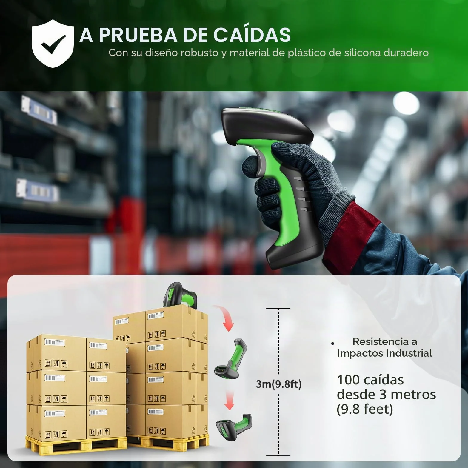 NETUM Escáner de Código de Barras Industrial 2D Bluetooth NT-1950 Lector Inalámbrico 1D 2D 2600mAh