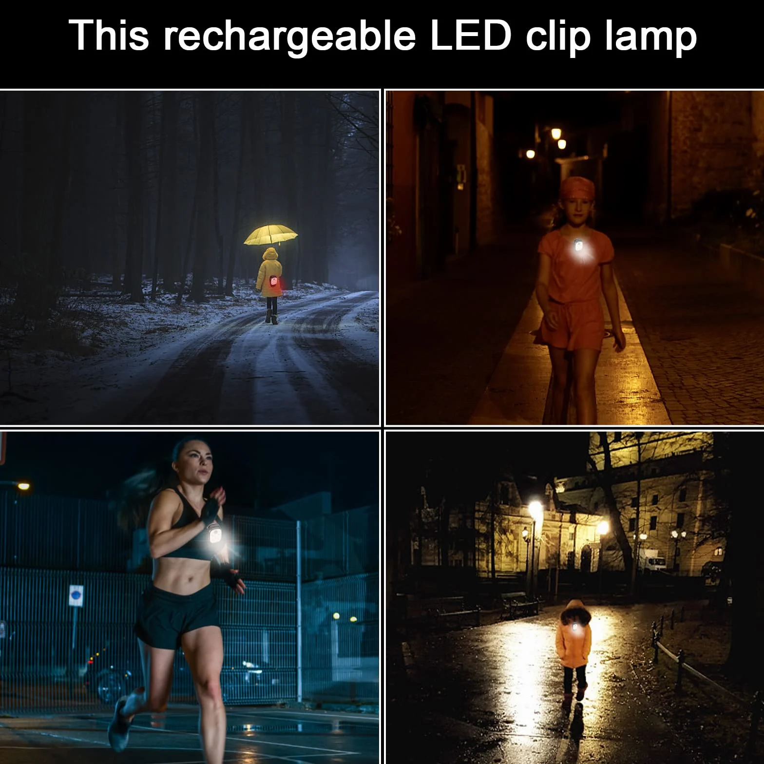 2 Piezas Linterna Manos Libres, Linterna Frontal LED con Clip, Luces de Seguridad para la Noche, Recargable por USB, 4 Modos de Iluminación, para Noche para Correr, Cámping, Pasear al Perr