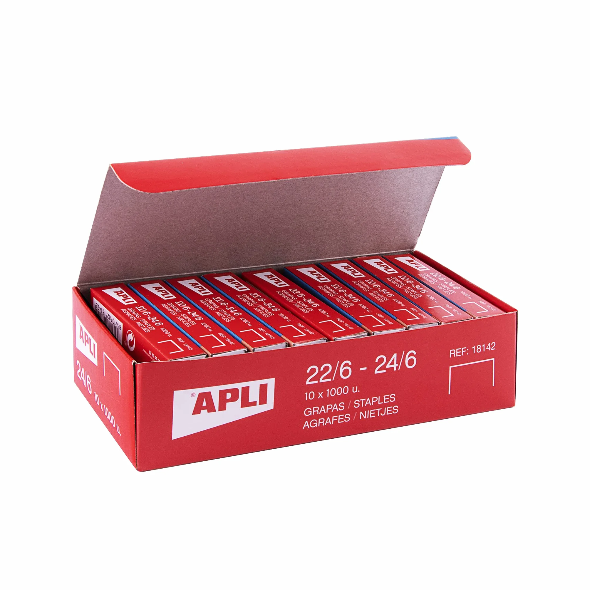 APLI 18964 Pack 10.000 Grapas de Cobre Galvanizadas No. 22/6-24/6 10 Cajitas de 1000