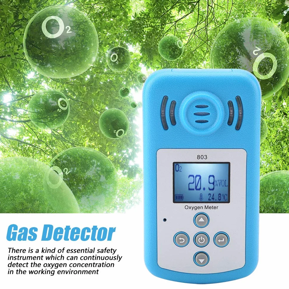 Detector de Oxígeno Portátil 0~25% VOL Medidor de Gas O2 con Alarma Pantalla Digital
