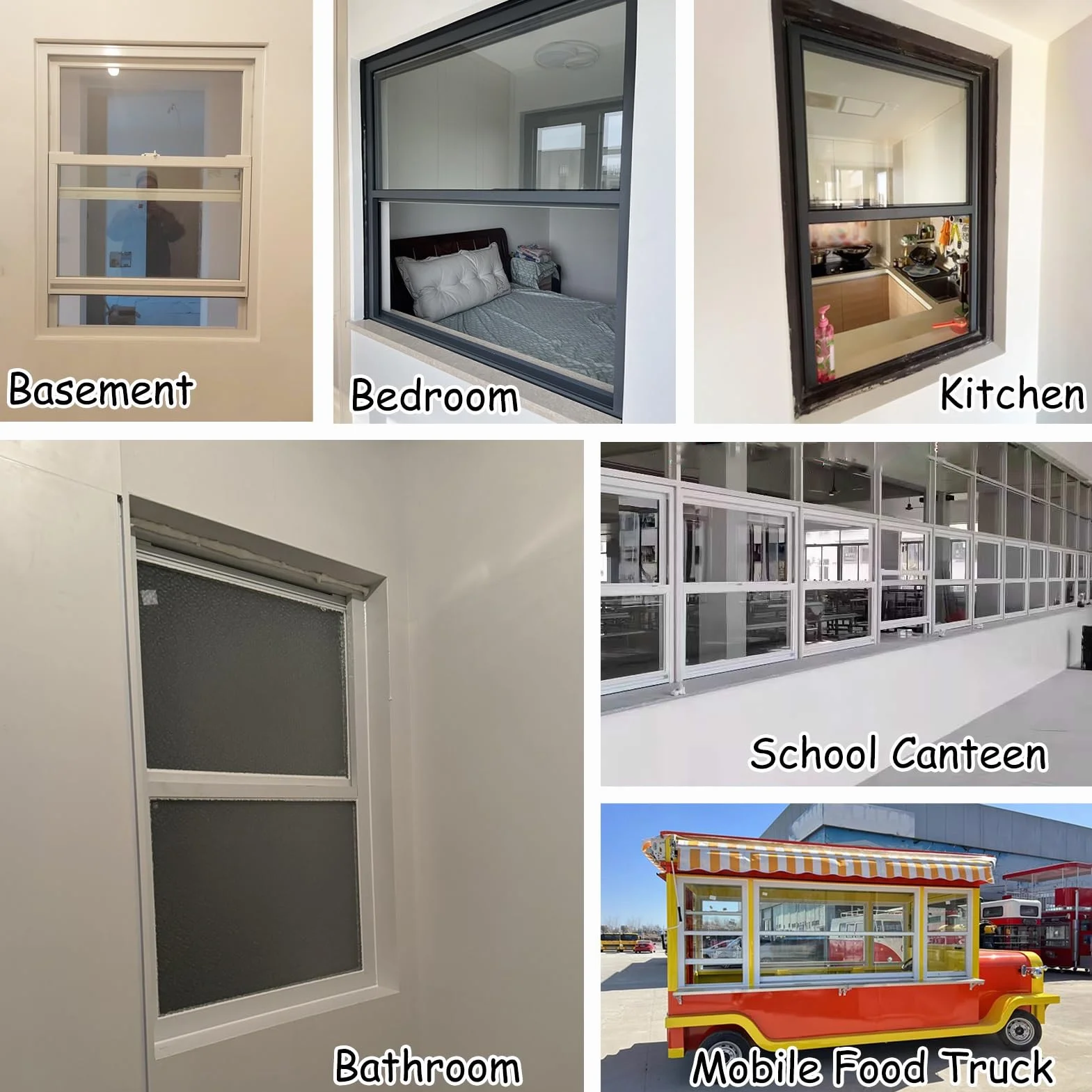Ventanas Aluminio Ventanas de Reemplazo para Sótanos, Ventanas de Metal Ventilables para Cobertizos, Ventanas Corredizas para Cafeterías Escolares o de Comida Rápida, Ventanas Insonorizadas(Gray,70x90