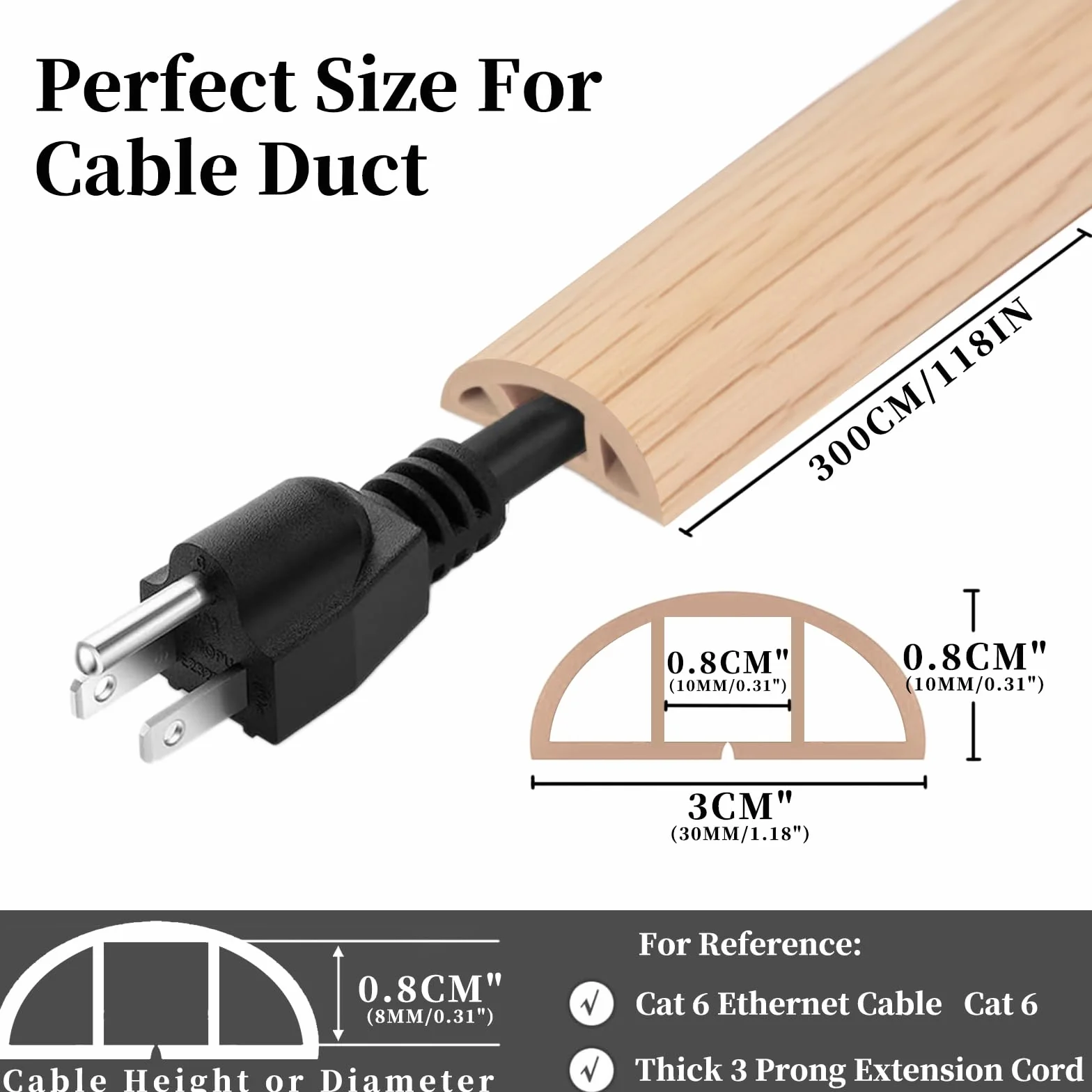 Canal de Cable Flexible, Grano de Madera, 1.0m x 5cm, PVC, Protección de Piso, para Oficinas, Apartamentos, Almacenes, Hoteles (Caoba, 3m x 3cm)