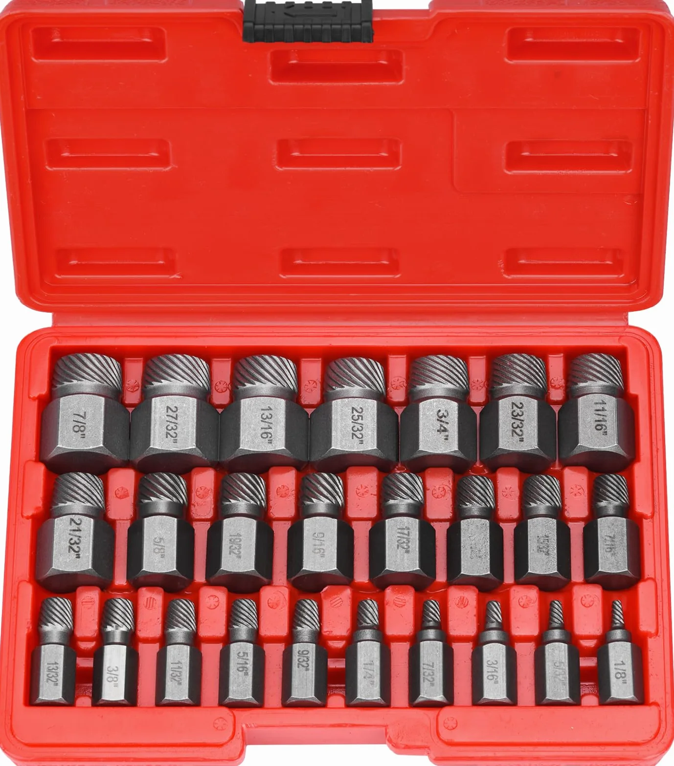 Juego de 25 Extractor de Tornillos, Profesionales Extractor de Tornillos Rotos, Extractores de Tornillos Izquierdos para Remover Pernos, Tornillos y Tornillos de Cabeza Hexagonal Rotos