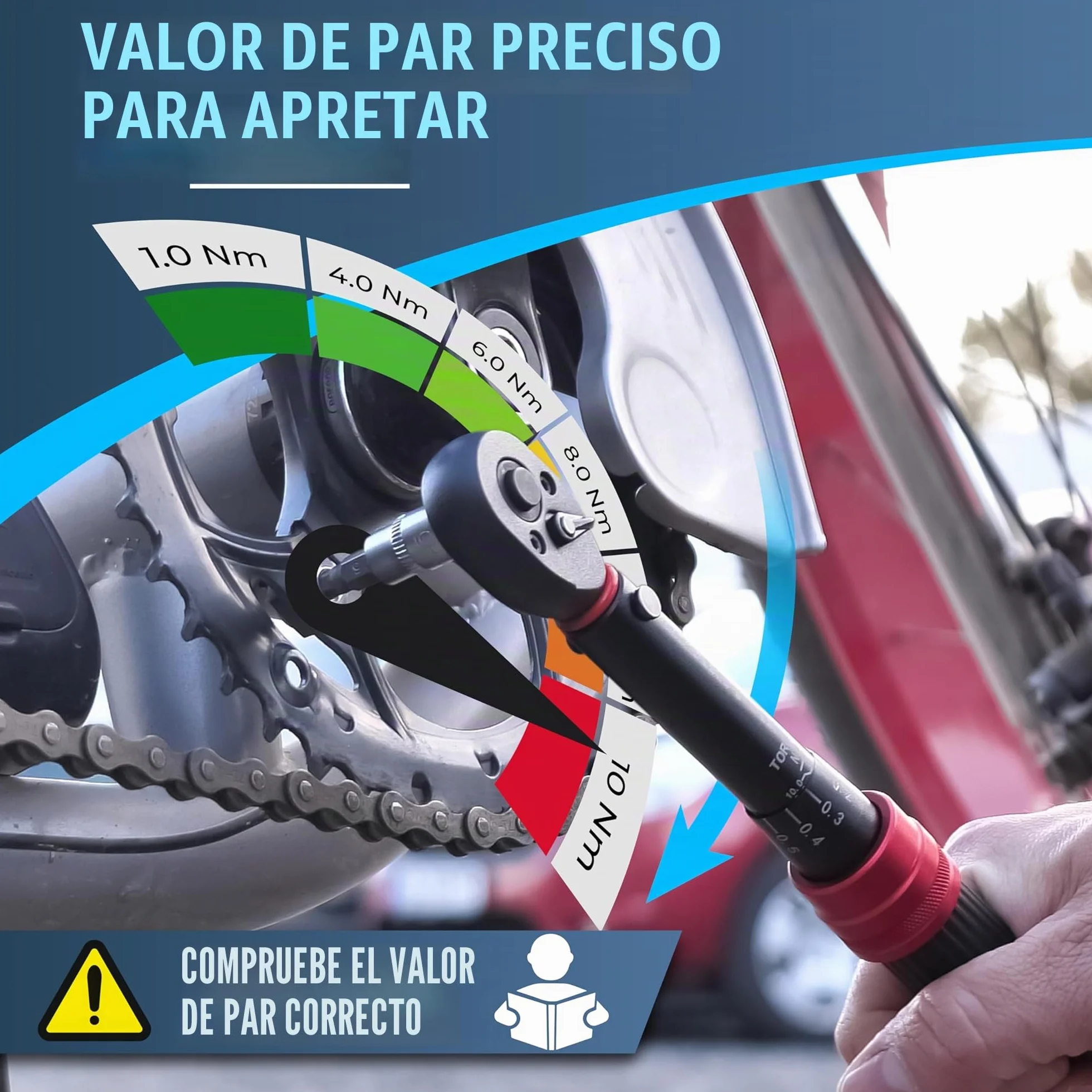 HASKYY Llave dinamométrica de 1/4 pulgadas 1-10 Nm para motor de bicicleta industrial micro llave de trinquete
