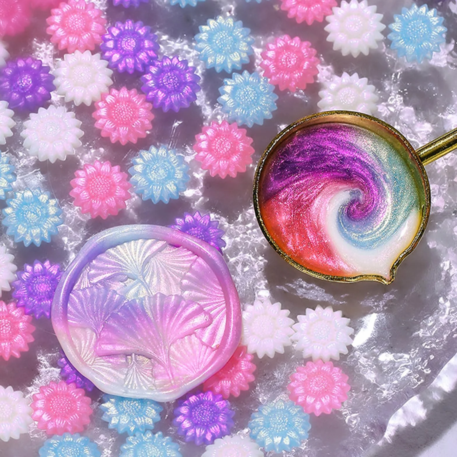 100 cuentas de sello de cera de flores coloridas para sello de cera, invitaciones de boda, manualidades
