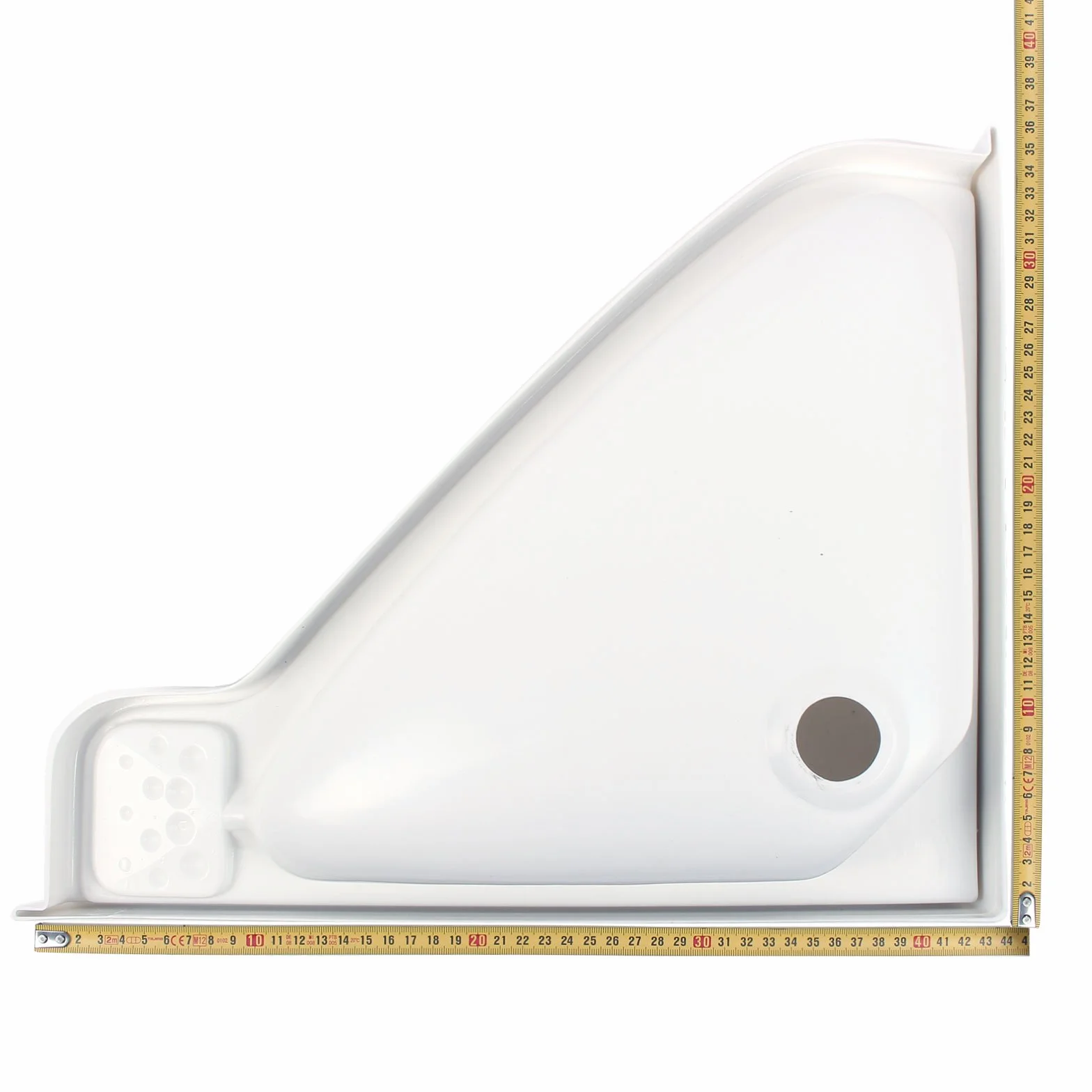 Lavabo esquinero pequeño 41,5 x 35 x 60 cm, plástico blanco para caravana, autocaravana