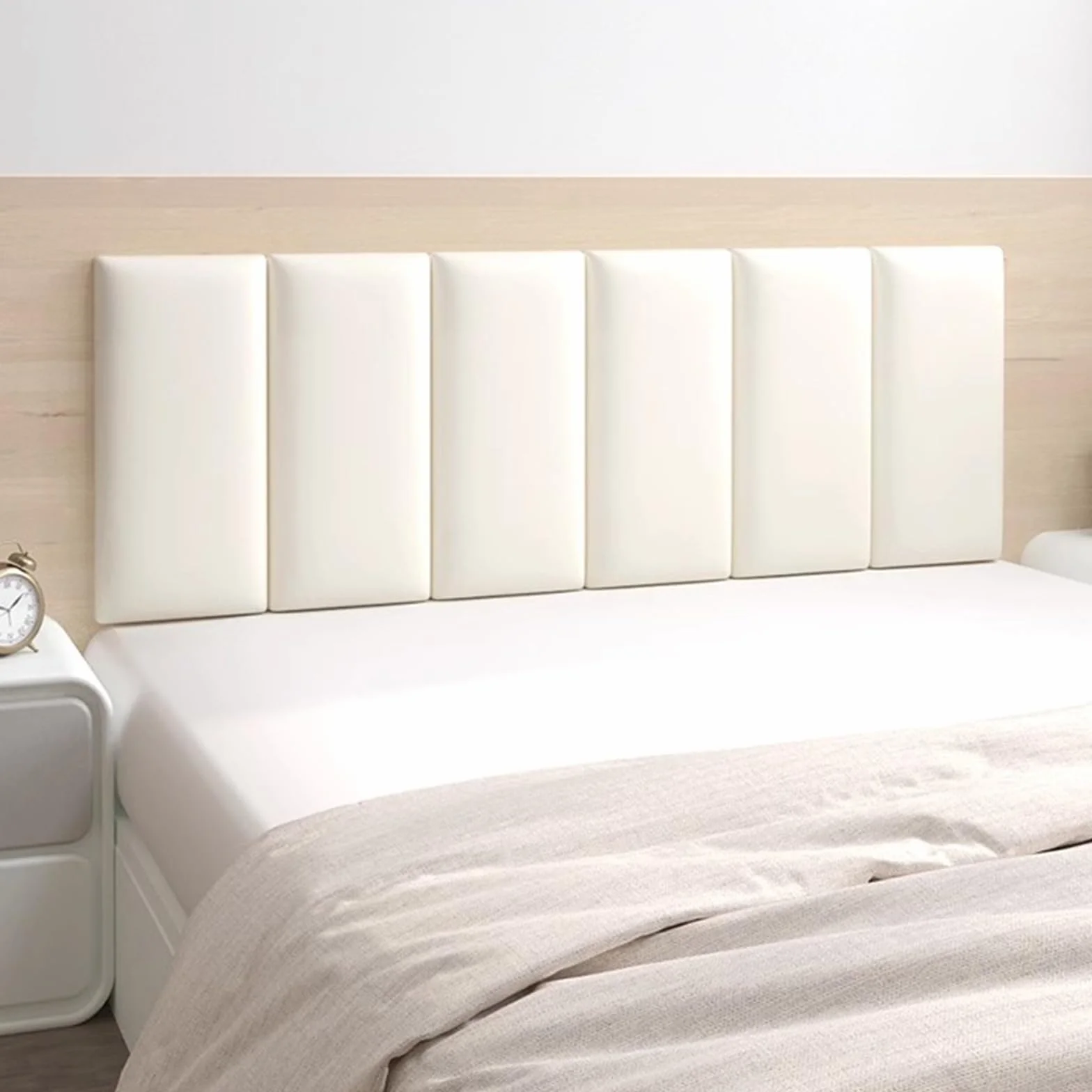 Paneles de pared 3D, paquete suave anticolisión, paquete suave para guardería, pegatinas de pared, paquete suave de tatami, paquete suave de pared de fondo para habitación infantil (blanco-4 unidades)