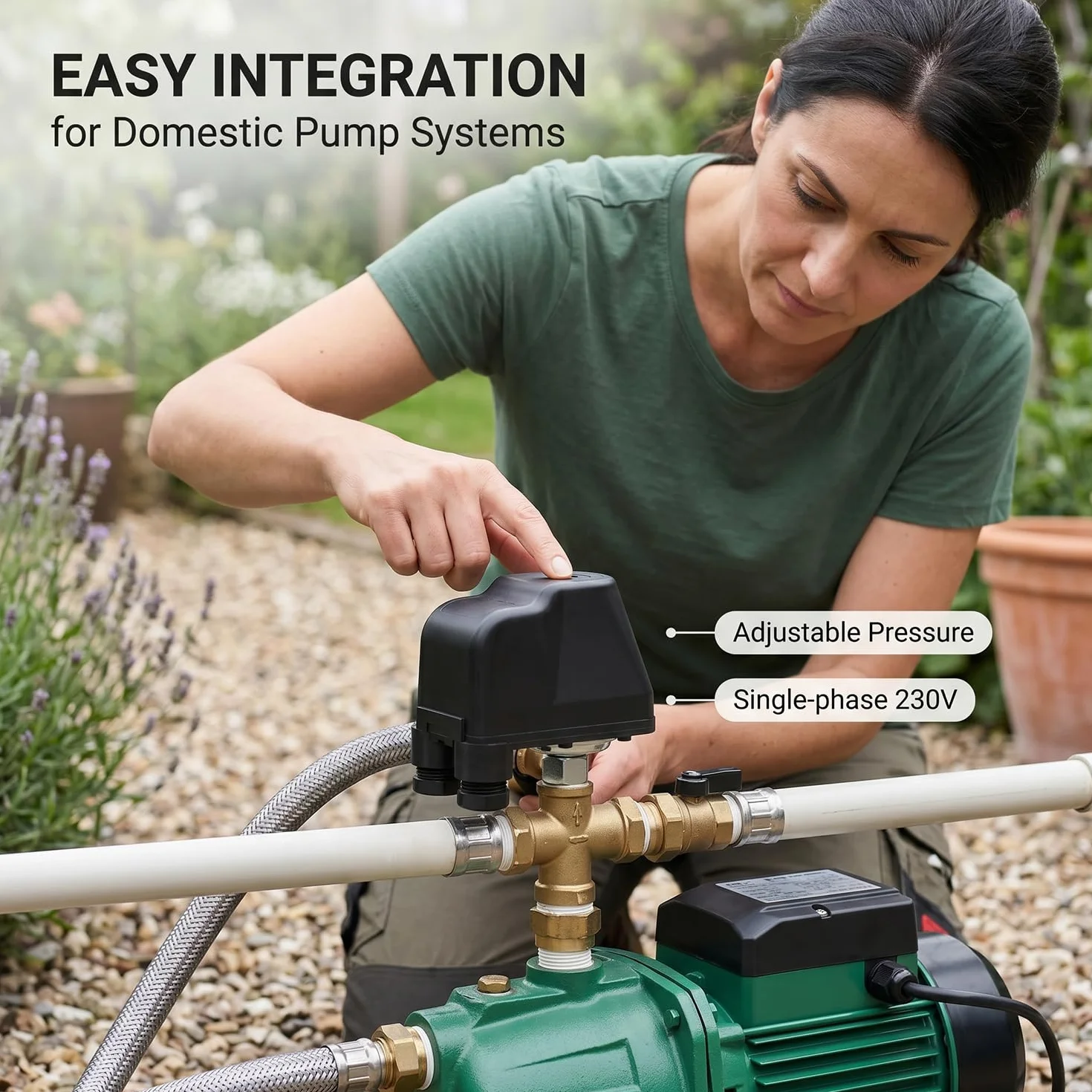 Presostato Bomba Agua 230V Monofásico G1/4" para Jardines