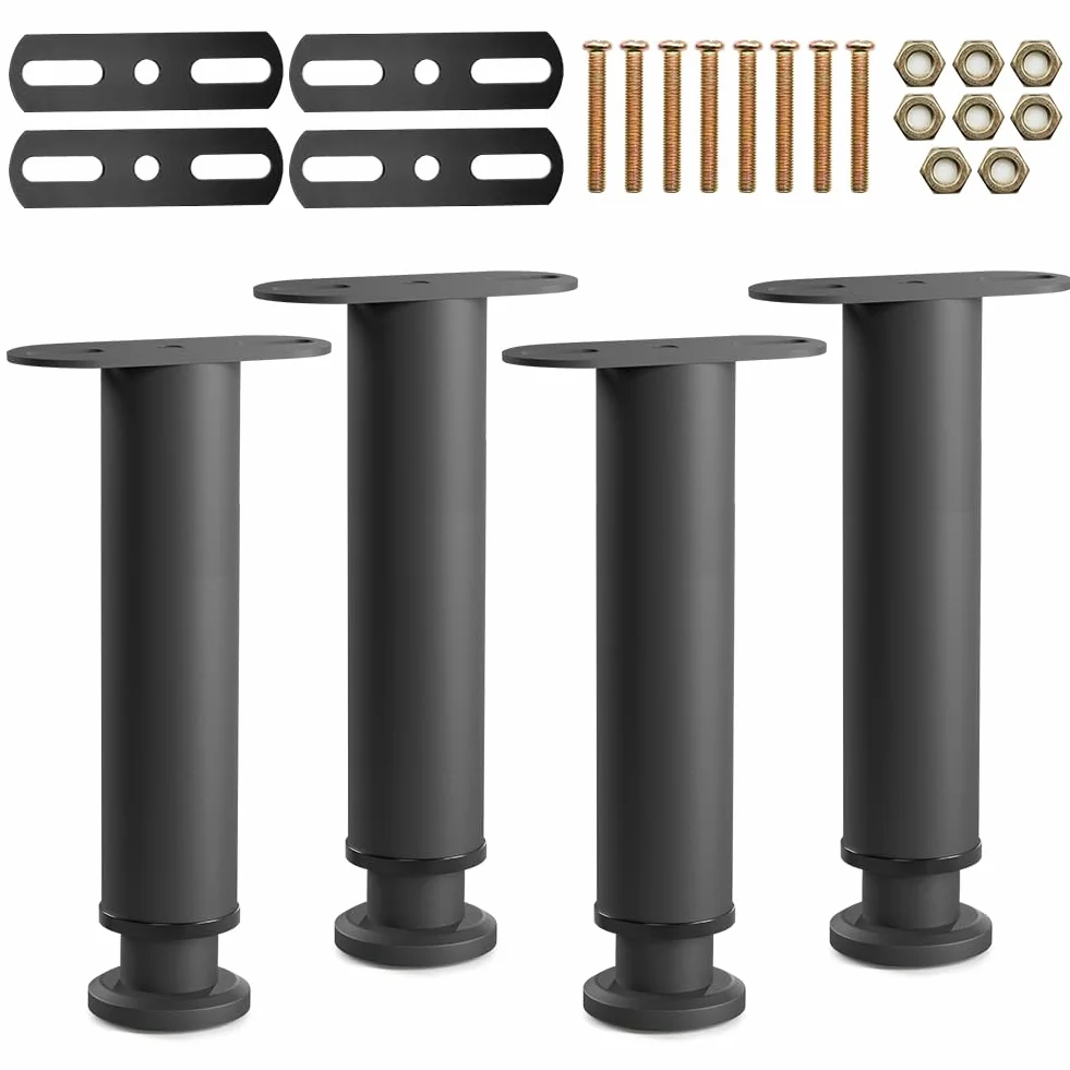 Patas para Muebles 4 Pcs Patas de Somier Regulables 25-42cm Altura Regulables Pata de Cama Ajustables de Metal, Soporte Pata para Marco Listones Centrales Cama Sofas Armarios Mesa Muebles de TV