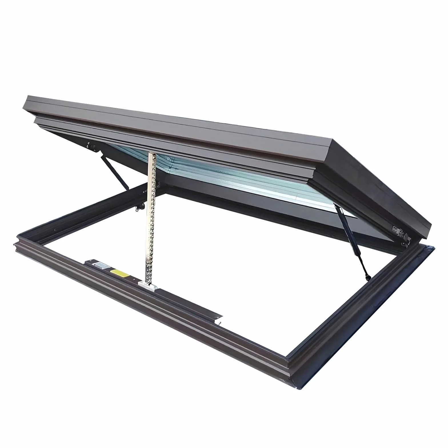 Ventana De Tejado Personalizable Vasistas En Aluminio Con Apertura Eléctrica Elevación a Gas Vidrio Templado De Doble Capa Control Remoto Y Sensor De Lluvia for Invernaderos Sótanos áticos(Brown,75x50