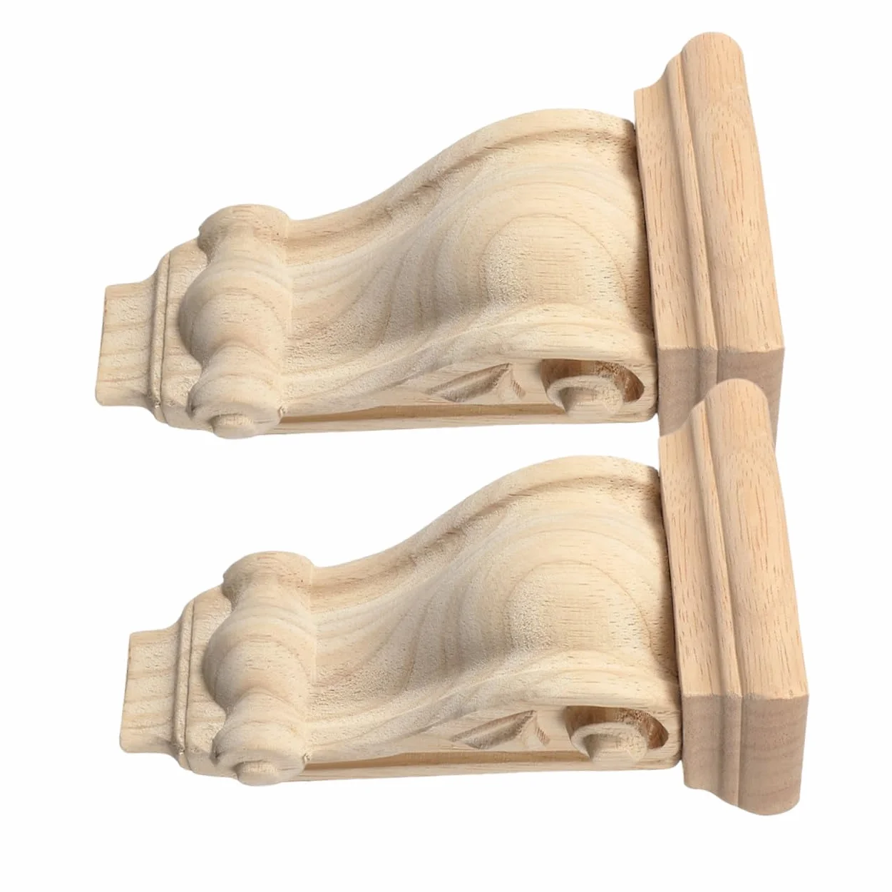 Ménsulas de Madera Tallada Estilo Europeo Detalles Hechos a Mano, Diseño Elegante y Fácil Instalación para Chimeneas y Muebles, Pack de 2 Unidades